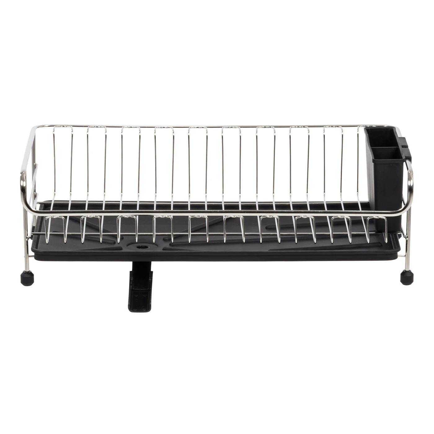 1-tier Slim Dish rack with Drain Spout Black - Image 2