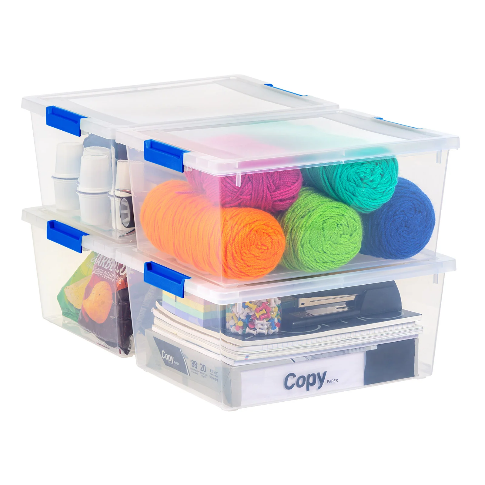 11 QT Clear Plastic Storage Container Clip Box 4 Pack - Image 2
