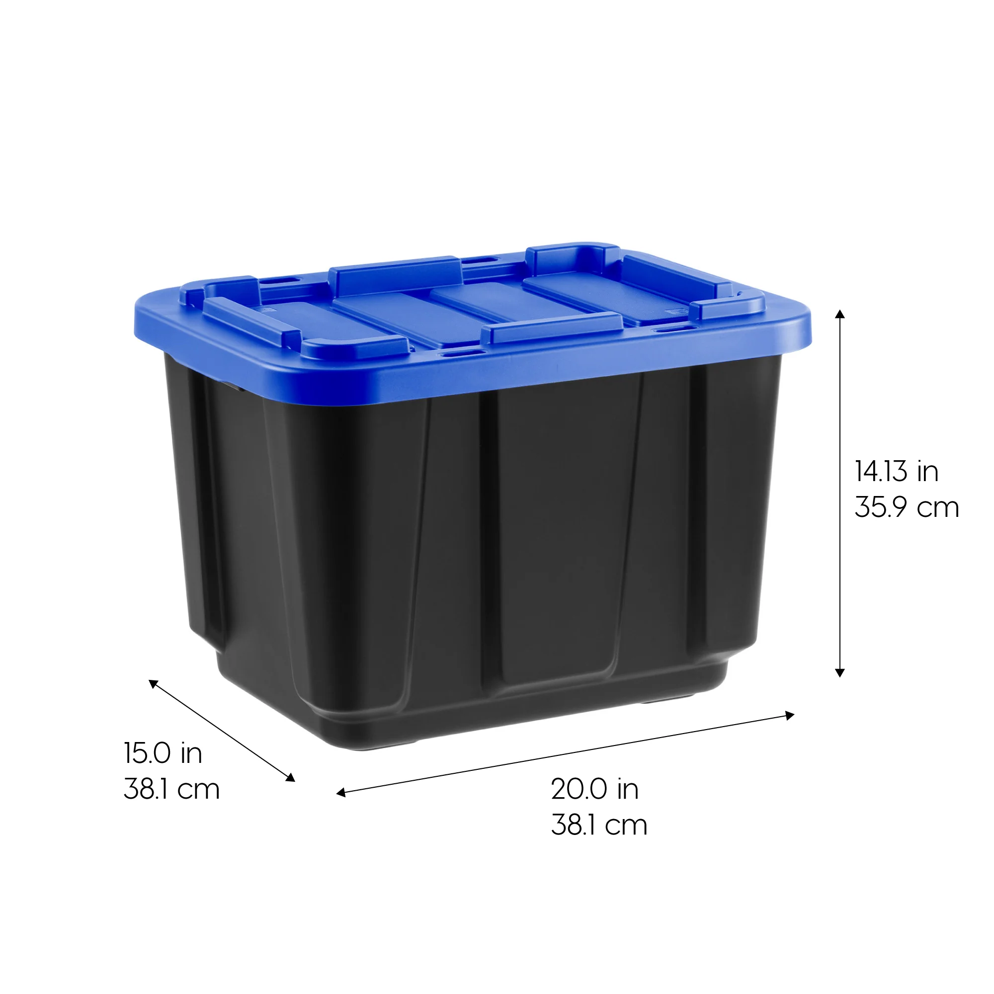 12 Gal. Stackable Storage Totes with Lids, Black - Blue, 4Pk - Image 2