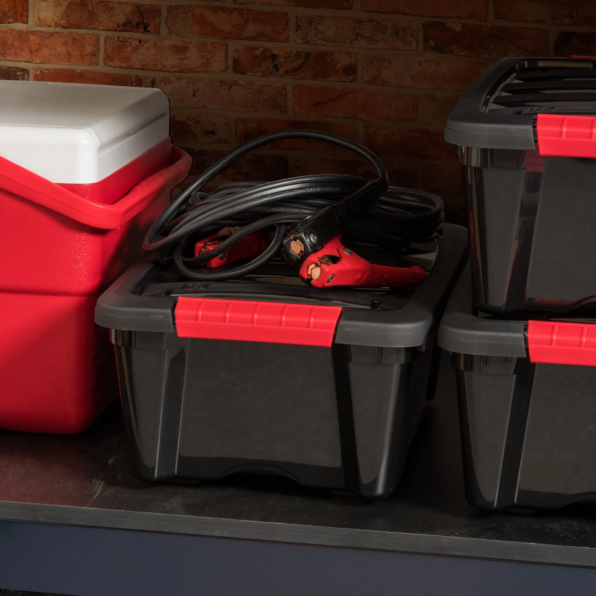 12 Quart Stack & Pull® Box, Black & Red, Set of 6 - Image 3