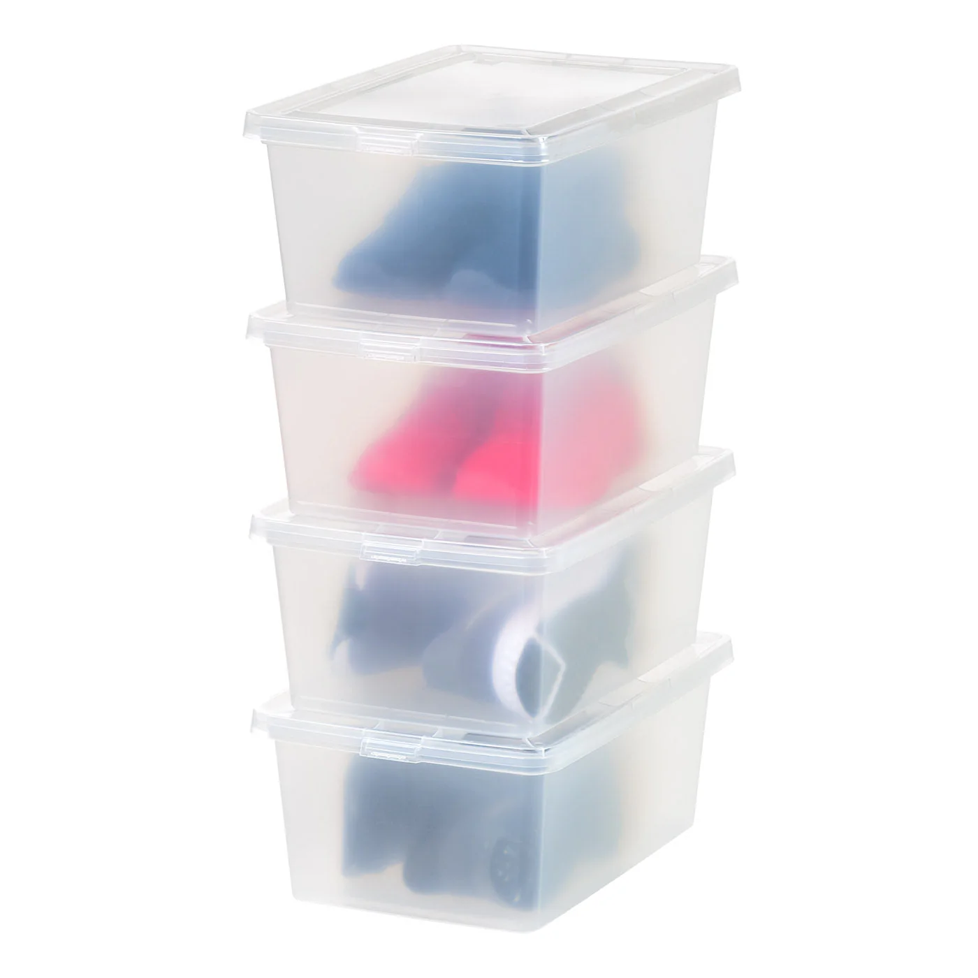 14.5 Quart Plastic Storage Bin Tote Organizing Container with Latching Lid for Shoes, Heels, Action Figures, Crayons/Pens, Art Supplies, Stackable and Nestable, 4 Pack, Clear - Image 3