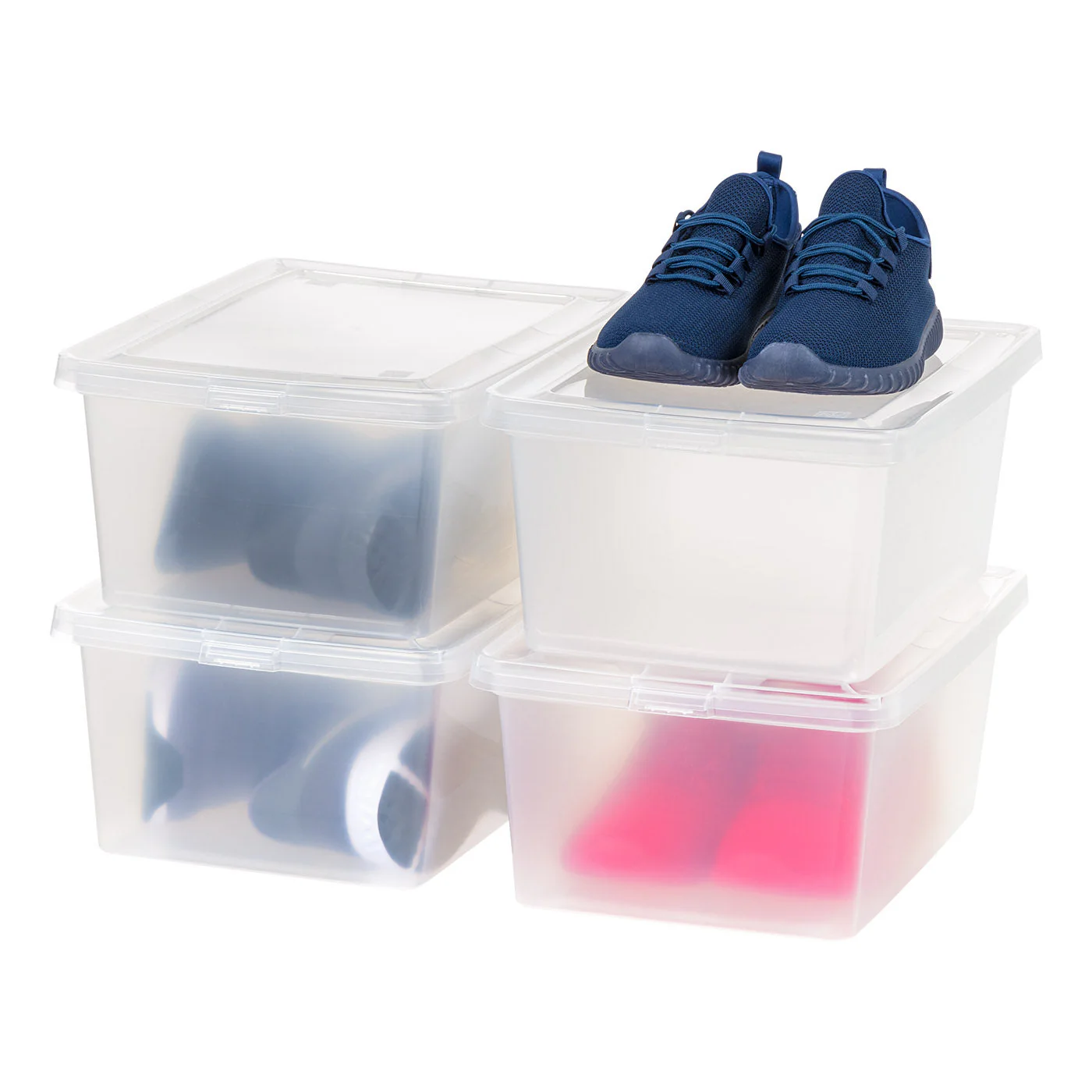 14.5 Quart Plastic Storage Bin Tote Organizing Container with Latching Lid for Shoes, Heels, Action Figures, Crayons/Pens, Art Supplies, Stackable and Nestable, 4 Pack, Clear - Image 4