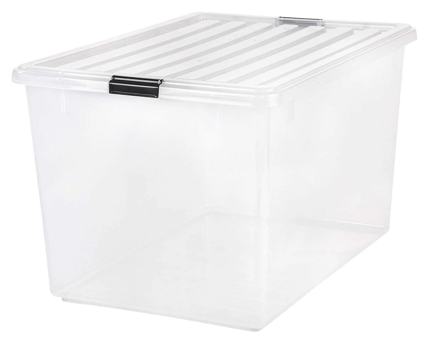 144 Quart Large Storage Bin Utility Tote Organizing Container Box with Buckle Down Lid for Clothes Storage, 3 Pack, Clear