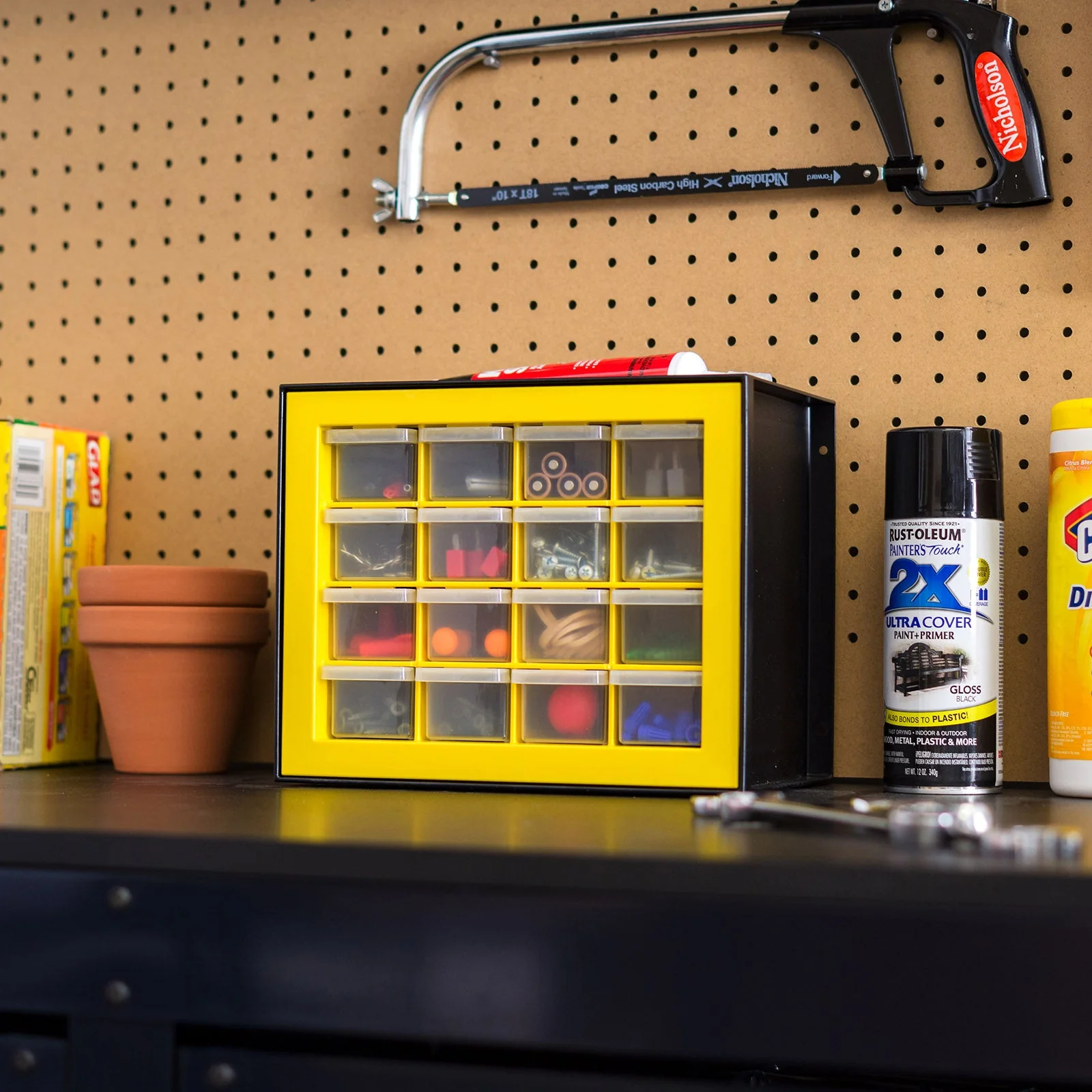 16 Drawer Parts Cabinet, Black/Yellow - Image 4