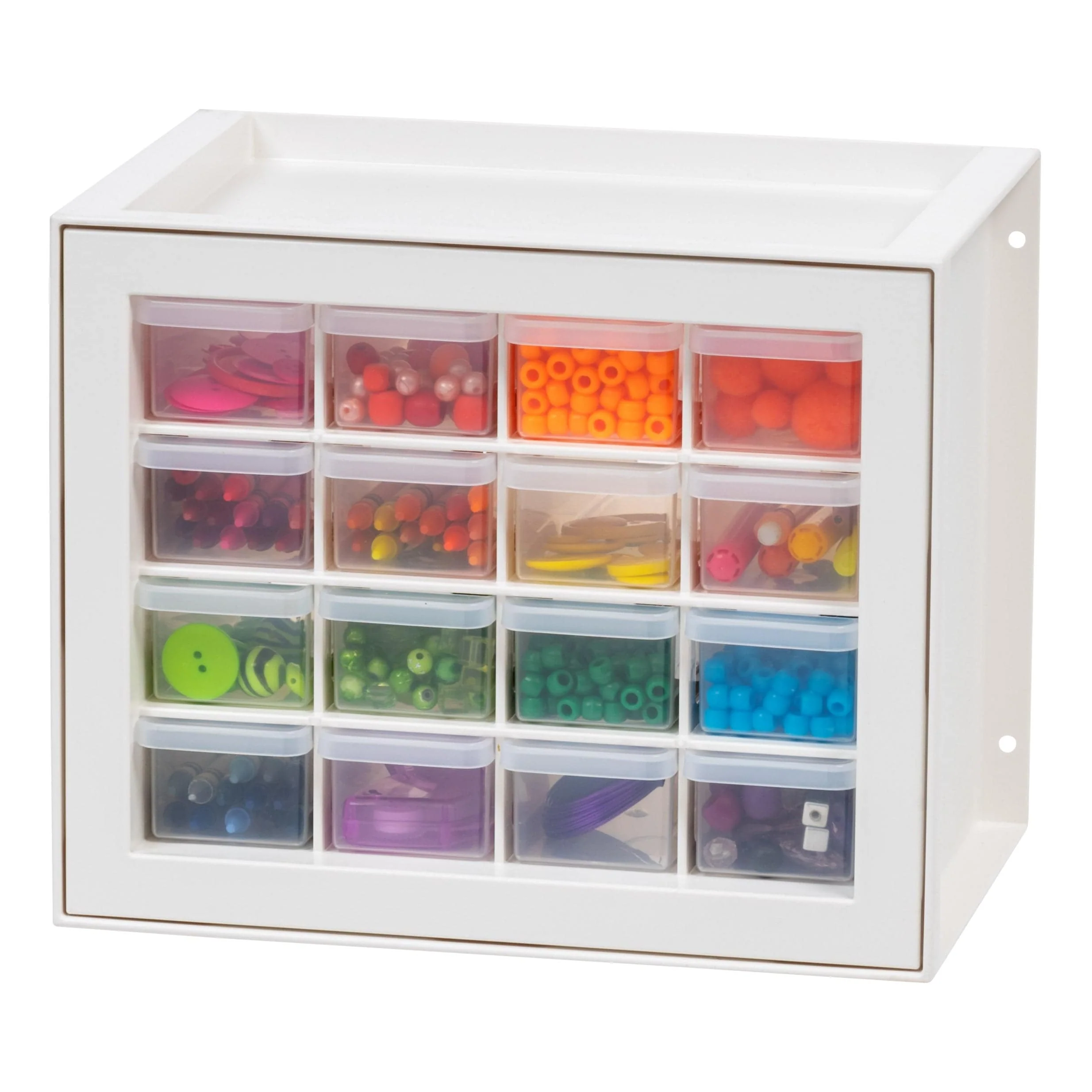 16 Drawer Sewing and Craft Parts Cabinet, White - Image 11