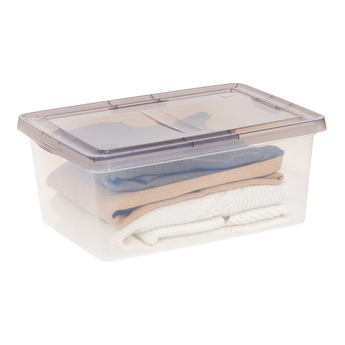 17 Qt. Stackable Box, Plastic Storage Bins with Lids, Clear, Gray Lid, Set of 8 - Image 2