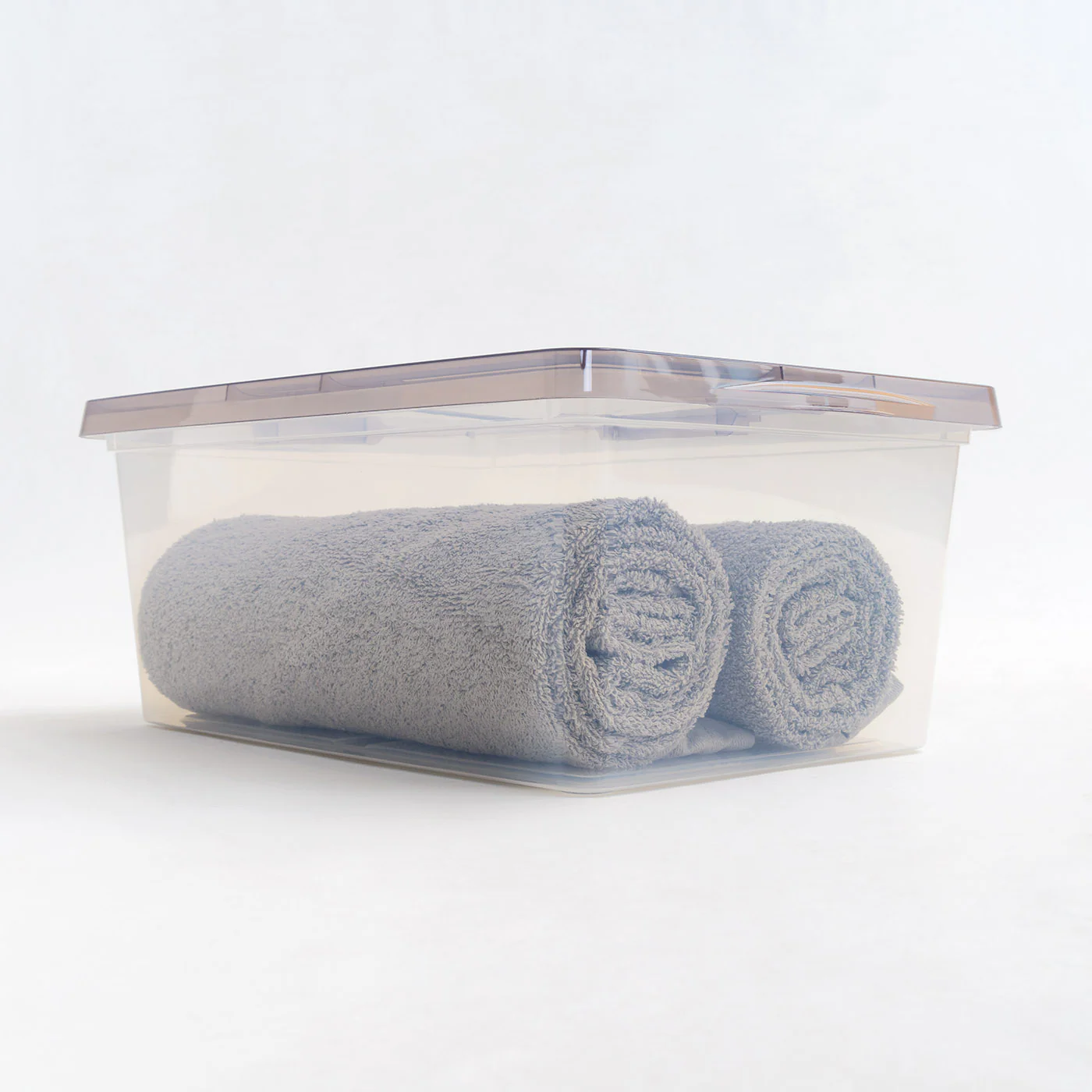 17 Qt. Stackable Box, Plastic Storage Bins with Lids, Clear, Gray Lid, Set of 8 - Image 4
