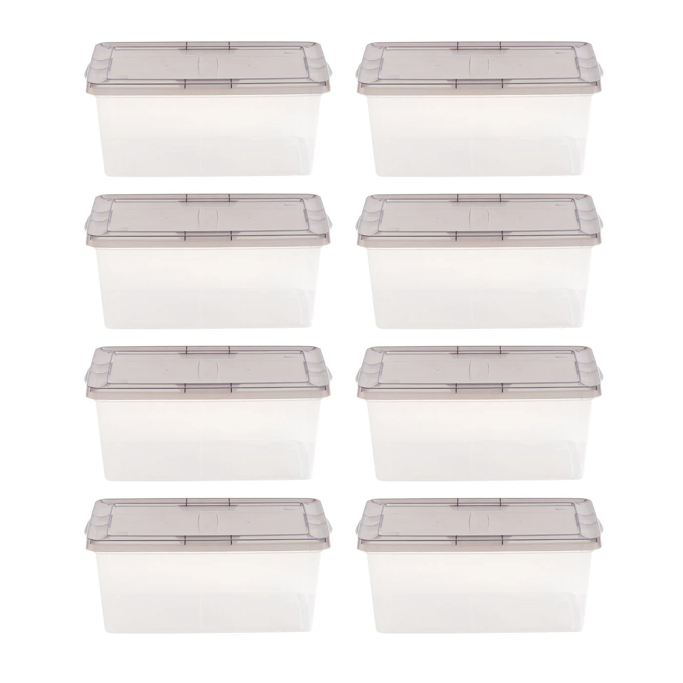 17 Qt. Stackable Box, Plastic Storage Bins with Lids, Clear, Gray Lid, Set of 8 - Image 6