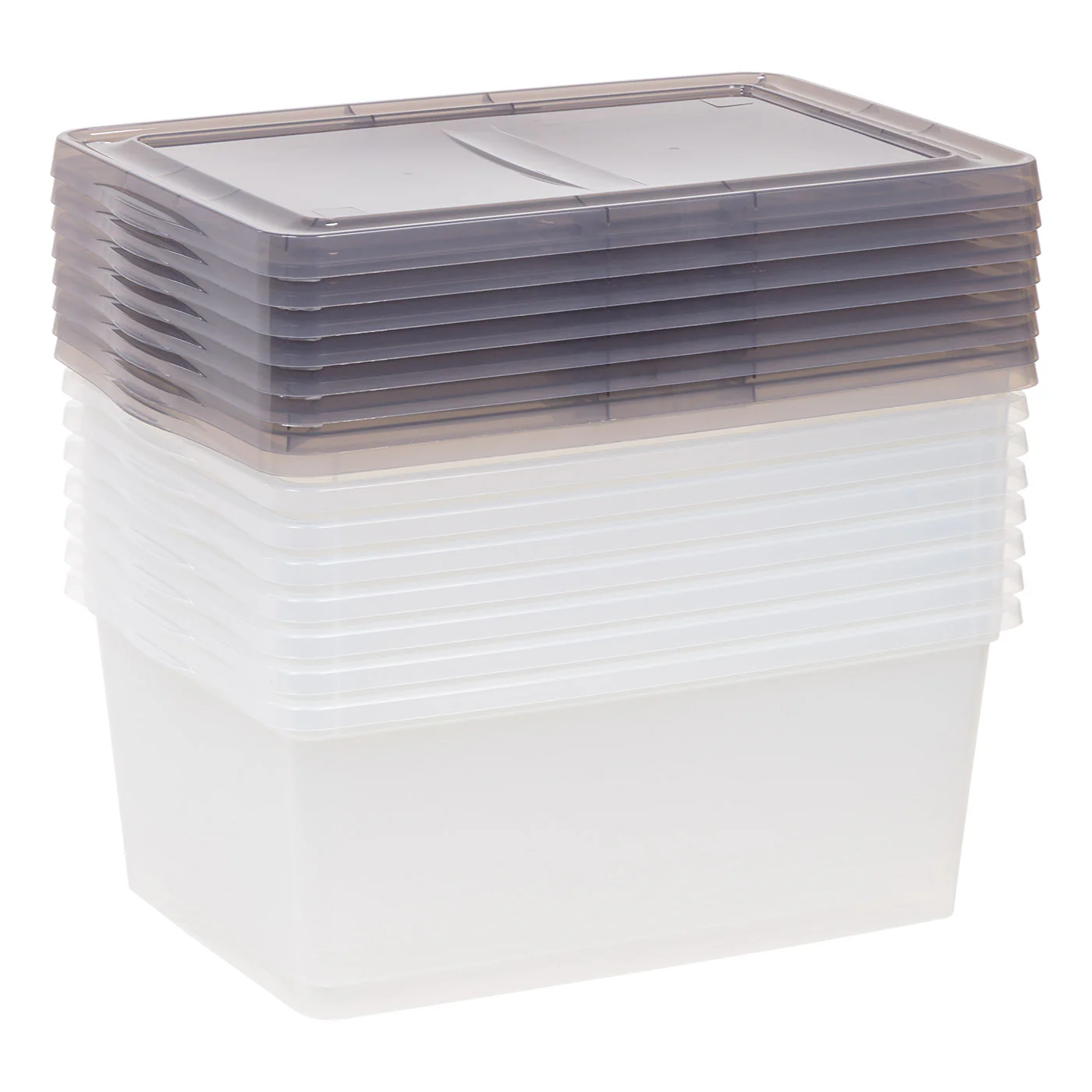 17 Qt. Stackable Box, Plastic Storage Bins with Lids, Clear, Gray Lid, Set of 8 - Image 8