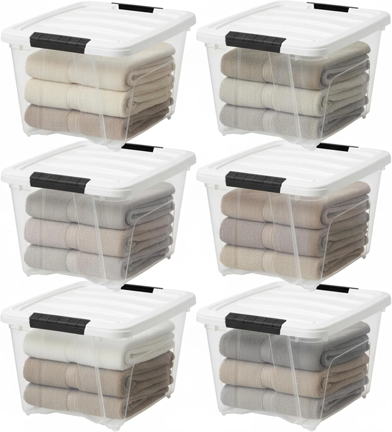 19 Qt Stackable Plastic Storage Bins with Lids, 6 Pack - Image 2