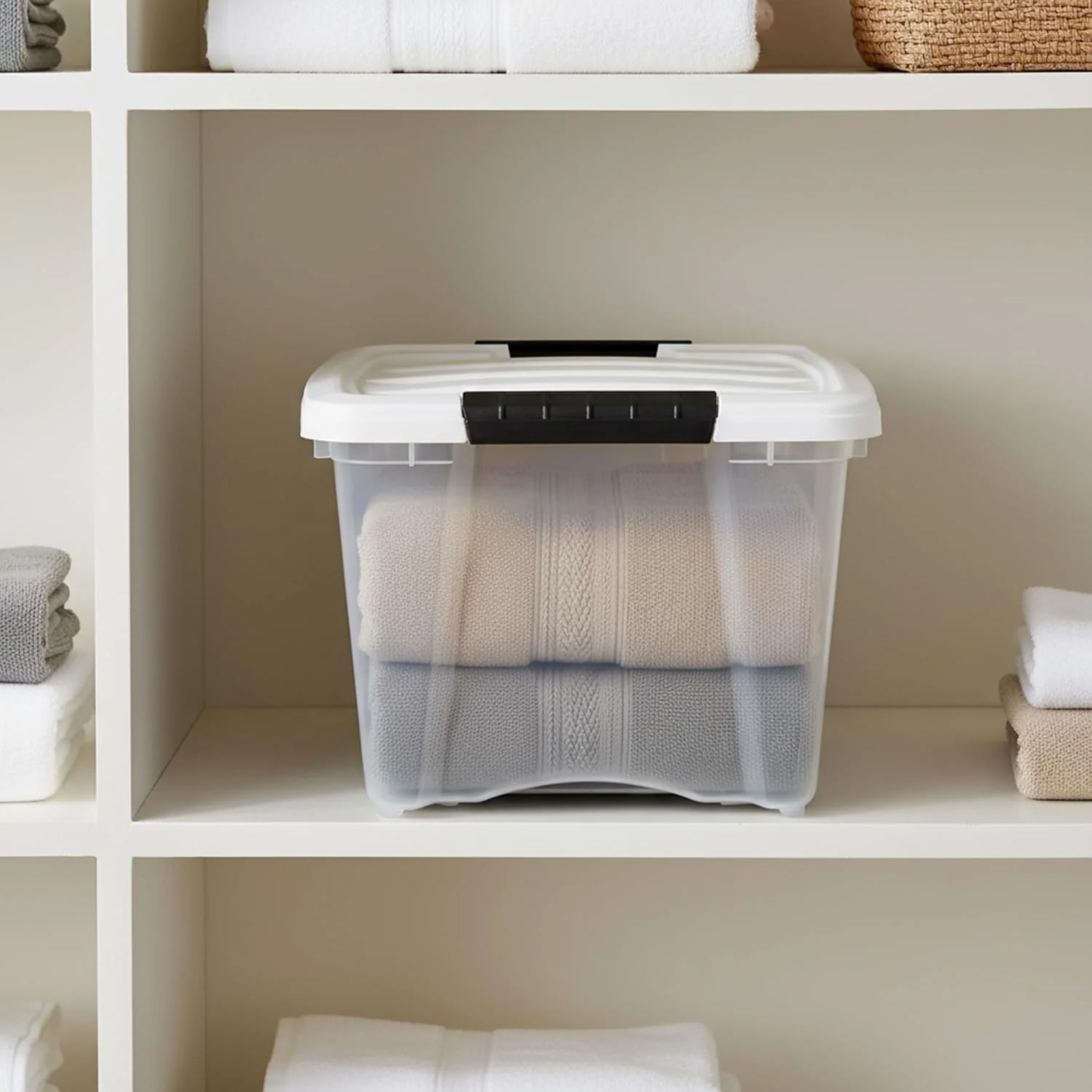 19 Qt Stackable Plastic Storage Bins with Lids, 6 Pack - Image 3