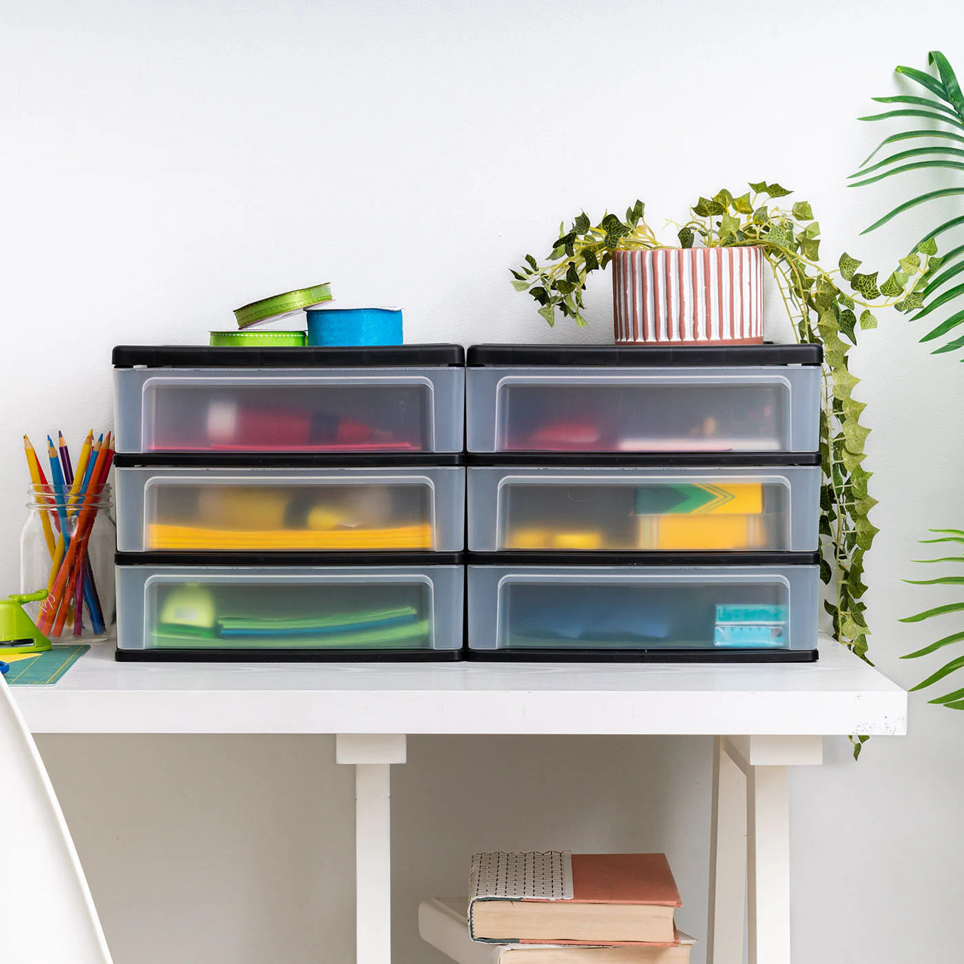 2-Pack 3-Drawer Plastic Desktop Organizer - Image 3