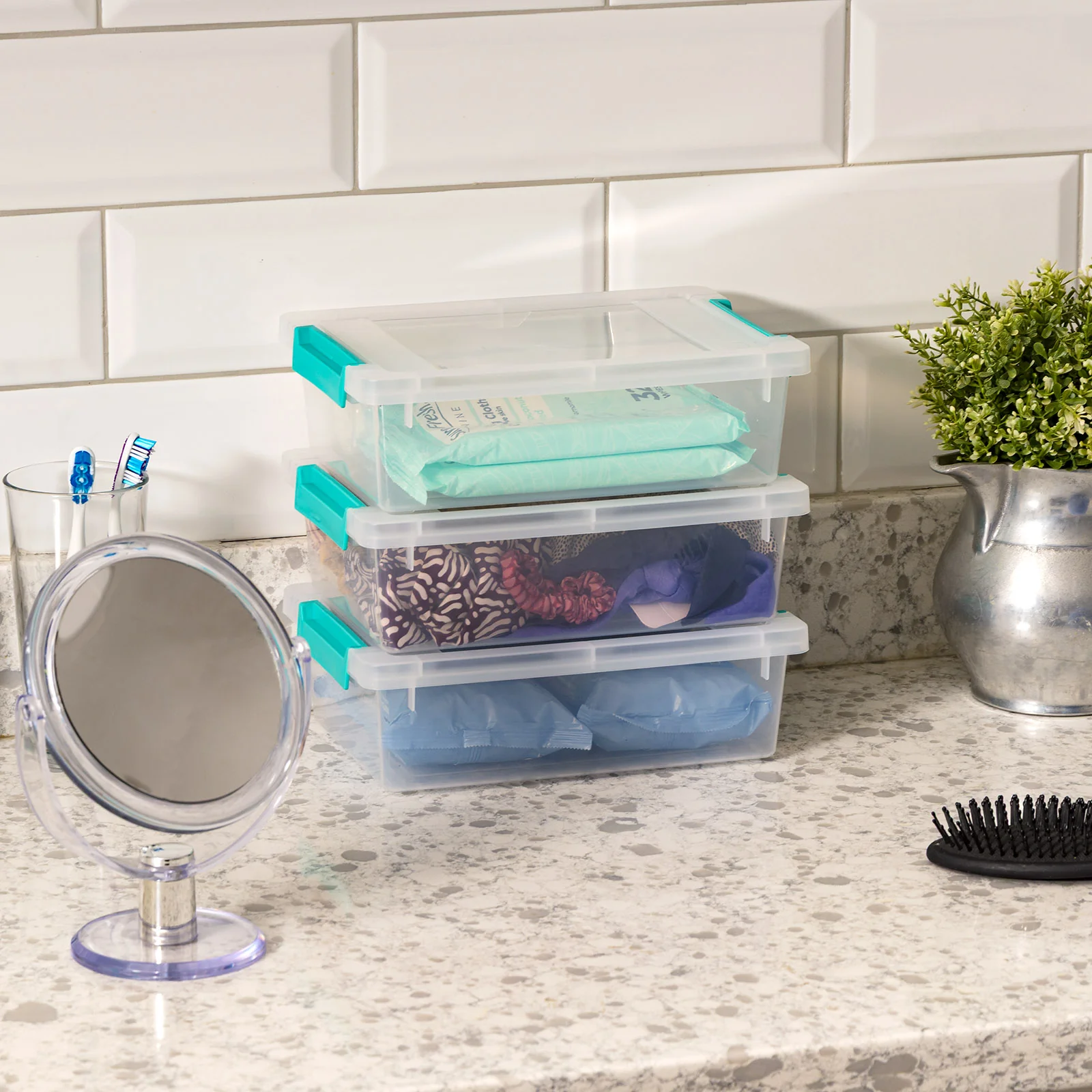 2 Qt. Plastic Storage Containers with Turquoise Lids, 6 Pack - Image 5