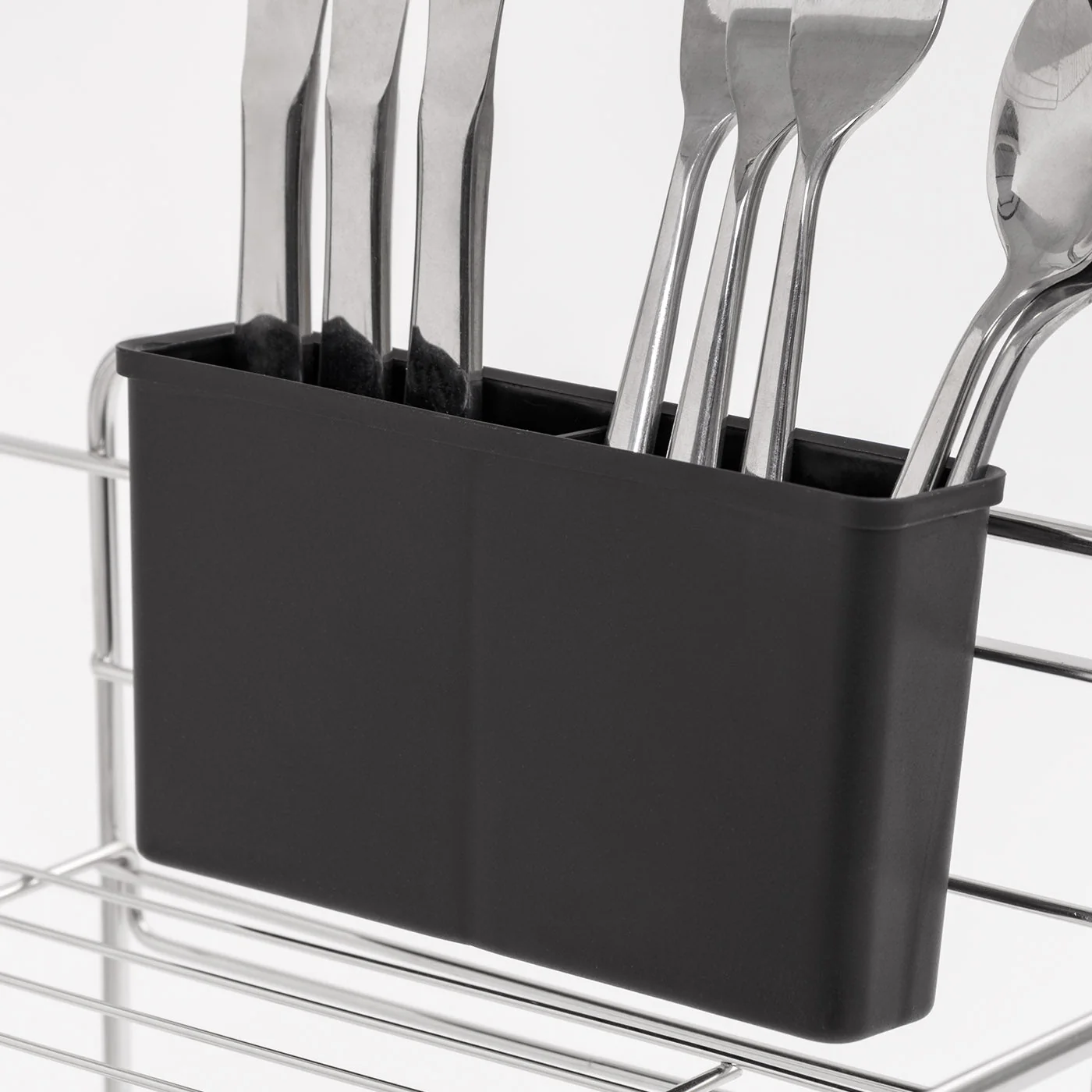 2-tier Medium Dish Rack with Drain Spout Black - Image 5