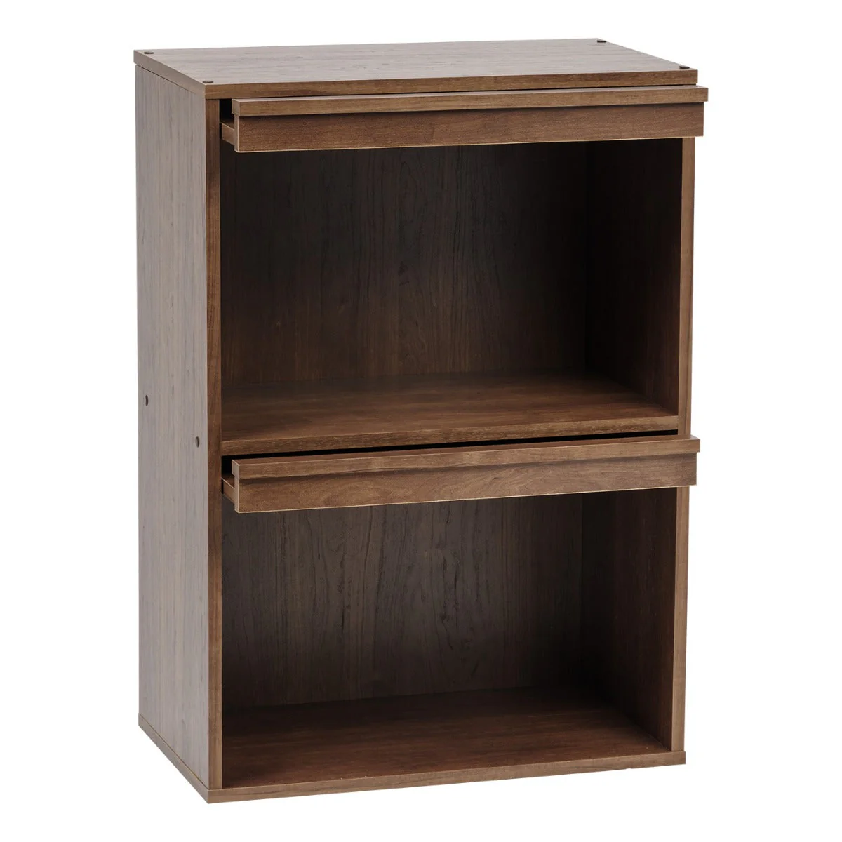 2-Tier Wood Shelf with Pocket Doors, Brown - Image 3