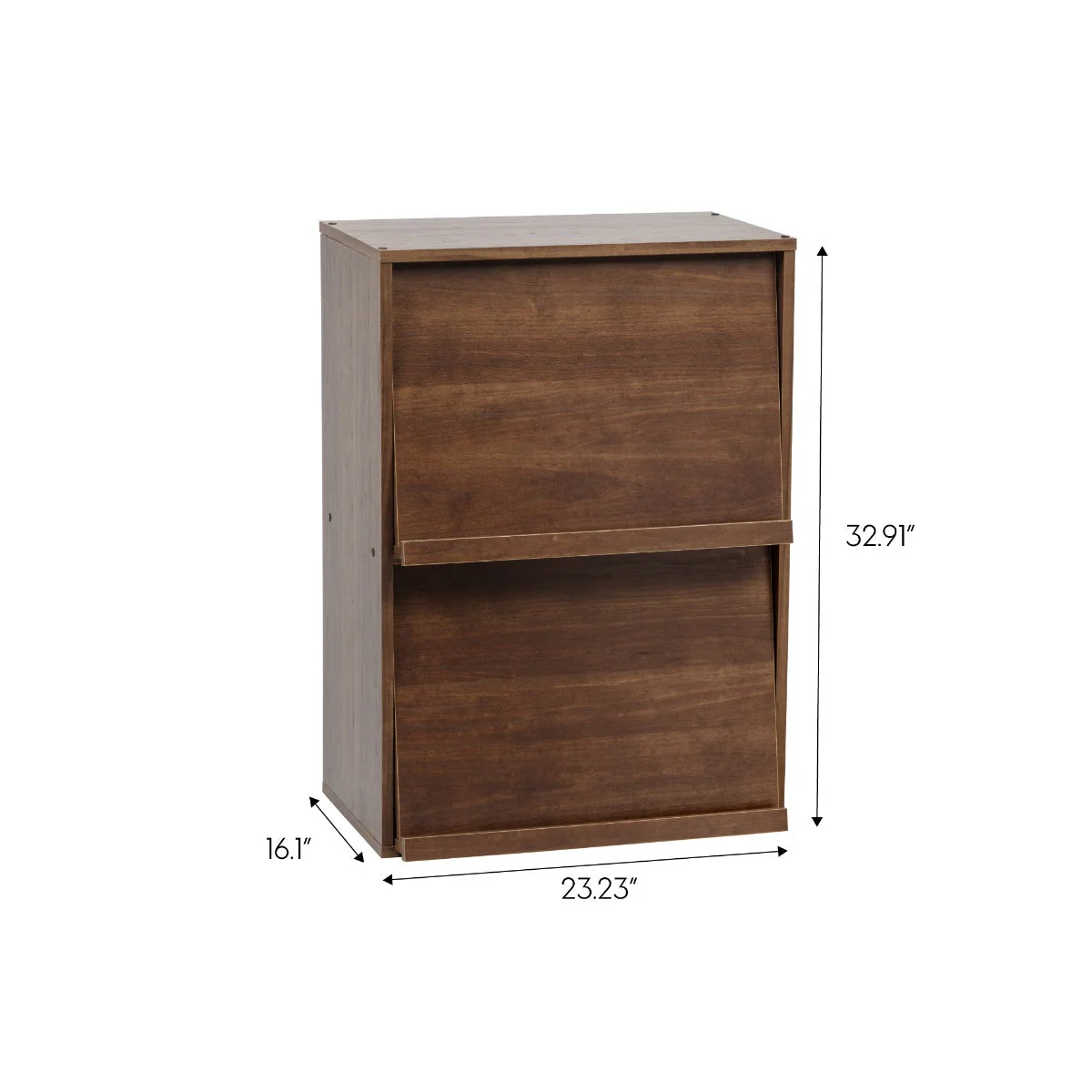 2-Tier Wood Shelf with Pocket Doors, Brown - Image 4
