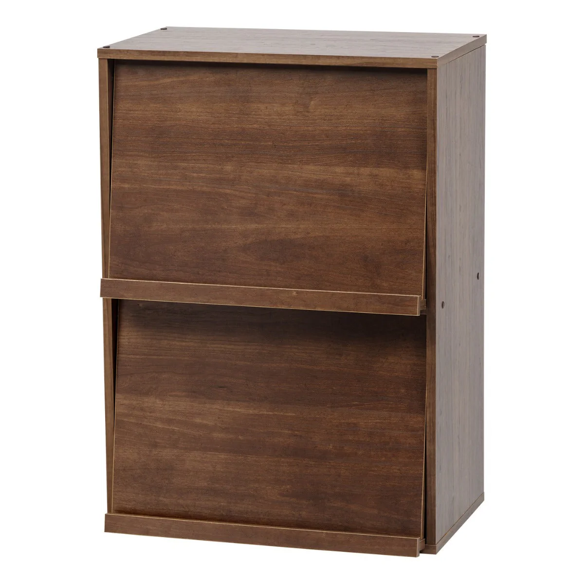 2-Tier Wood Shelf with Pocket Doors, Brown - Image 5