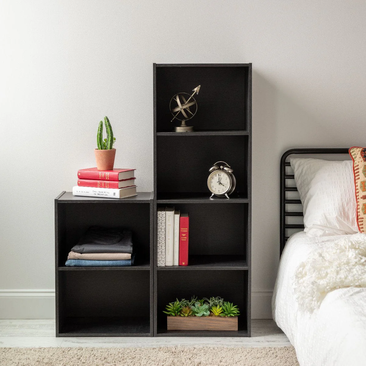 2-Tier Wood Storage Shelf, Black - Image 3