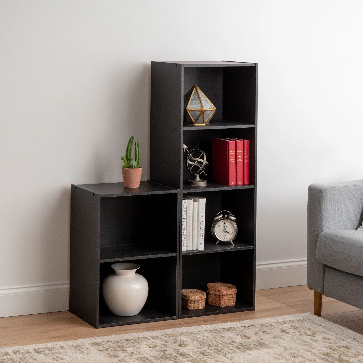 2-Tier Wood Storage Shelf, Black - Image 4