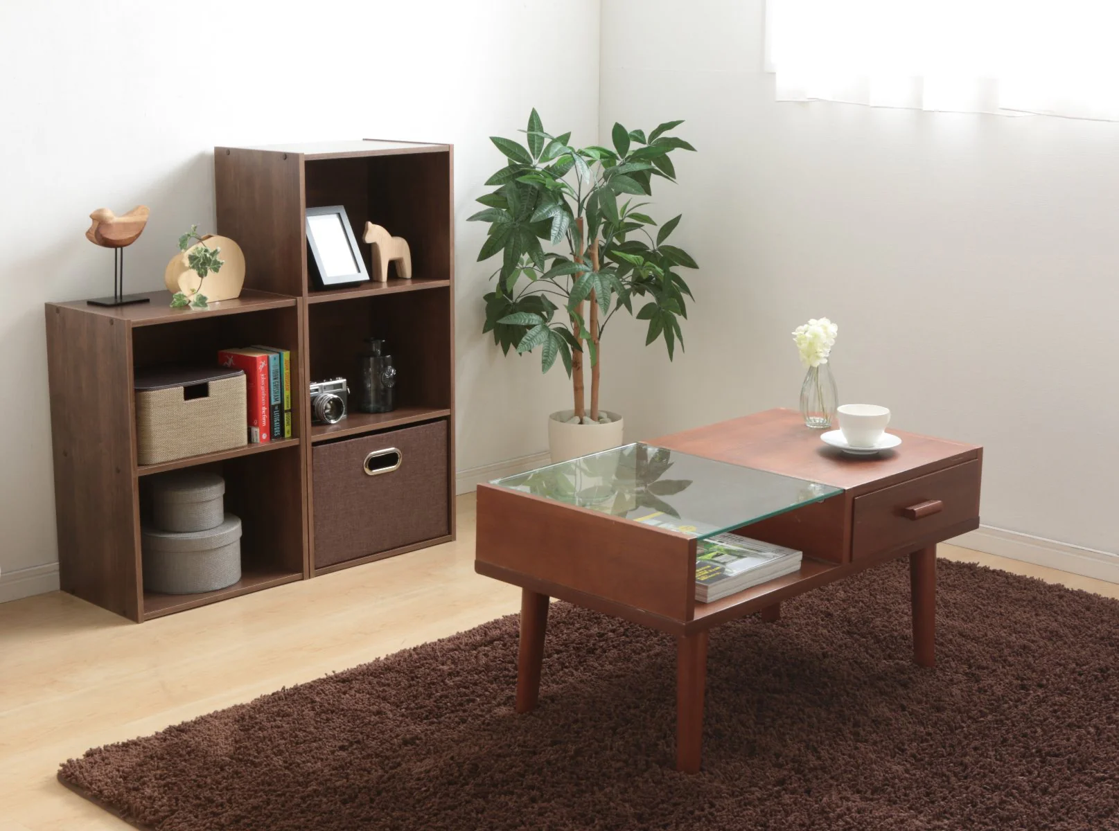 2-Tier Wood Storage Shelf, Brown - Image 3