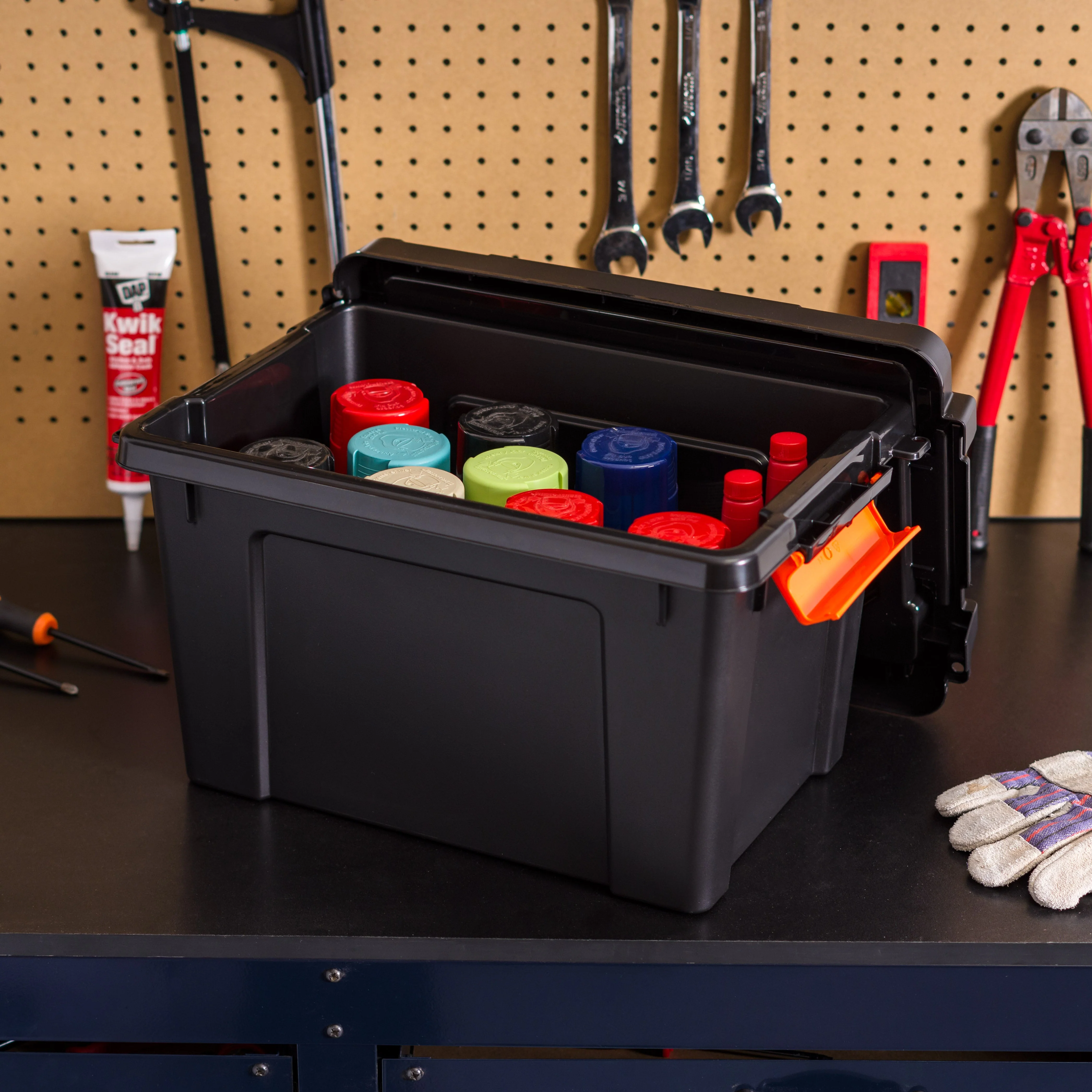 22 Quart Heavy Duty Plastic Storage Box, Black Pack of 4 - Image 12