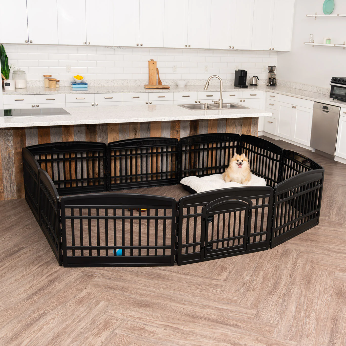 24" 10 Panel Exercise Pet Playpen with Door for Dog, Black - Image 3