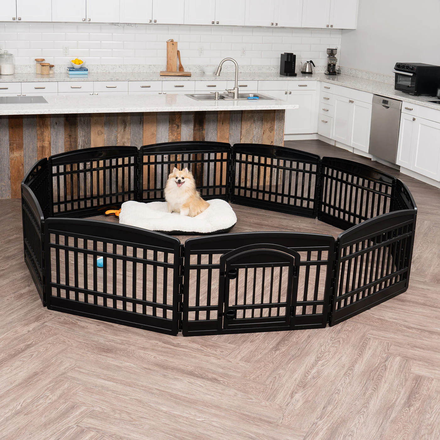 24" 10 Panel Exercise Pet Playpen with Door for Dog, Black - Image 4