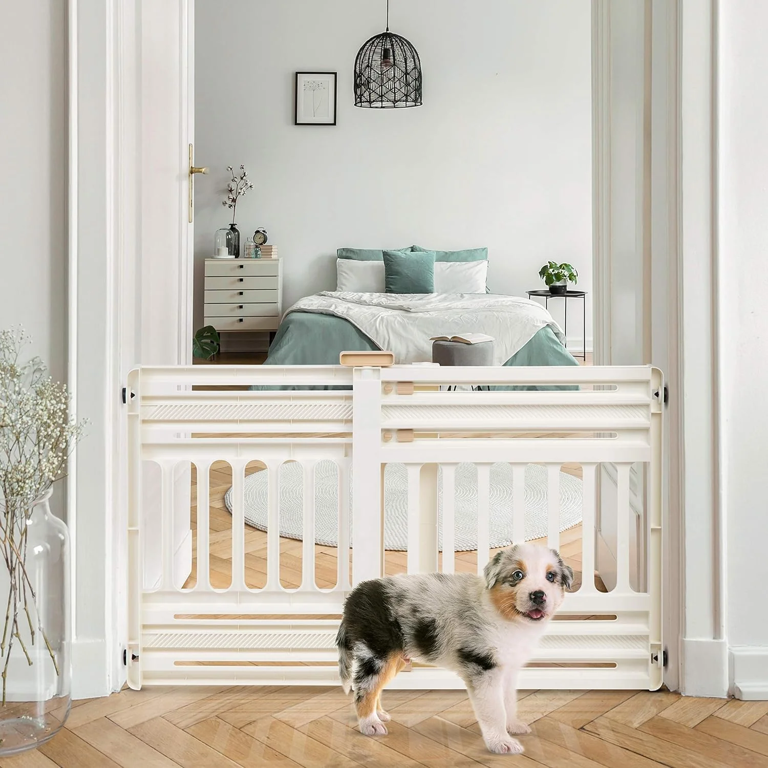 24"-39" Adjustable Indoor Pet Barrier, 2-Pack, White - Image 7