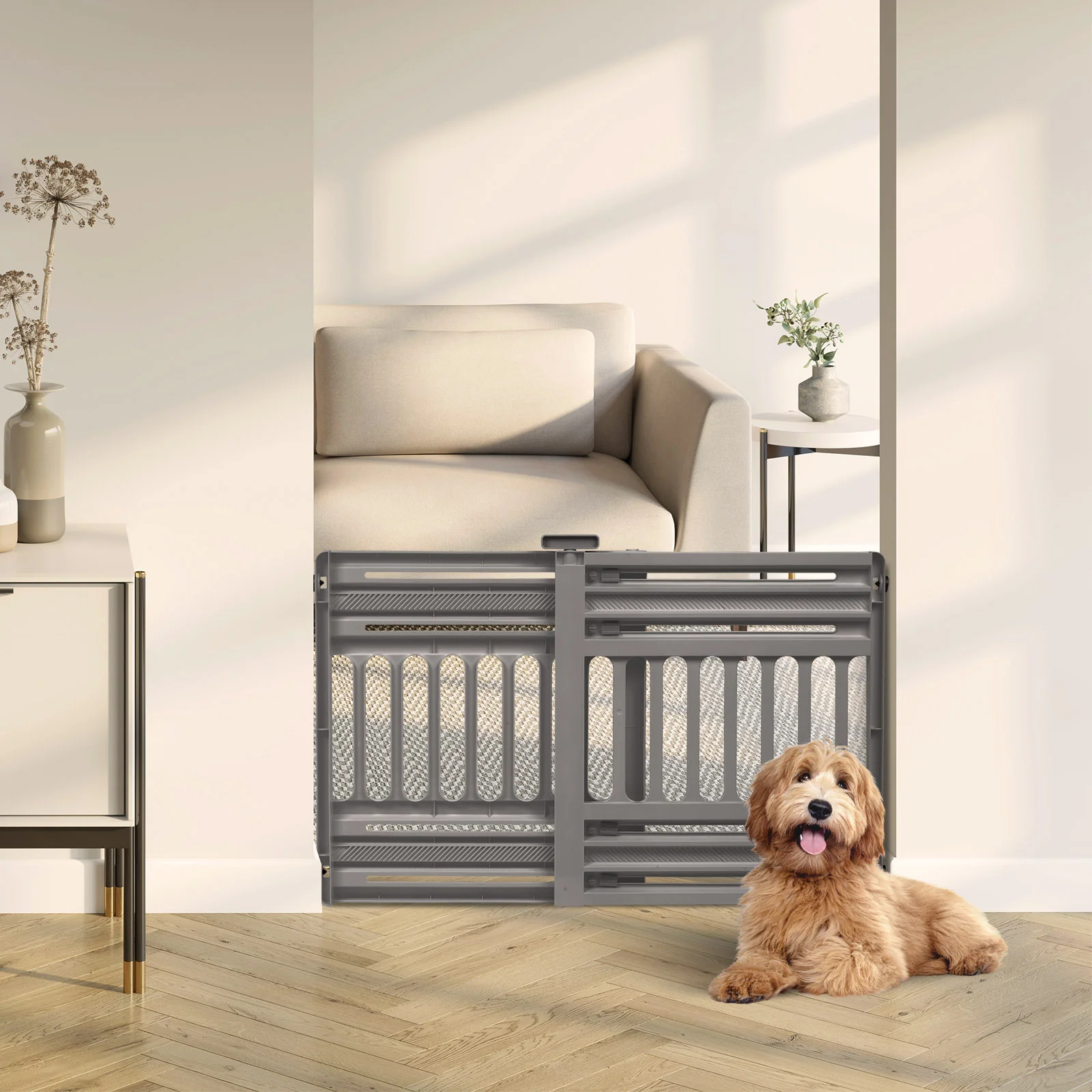 24"-39" Adjustable Indoor Pet Barrier, Grey