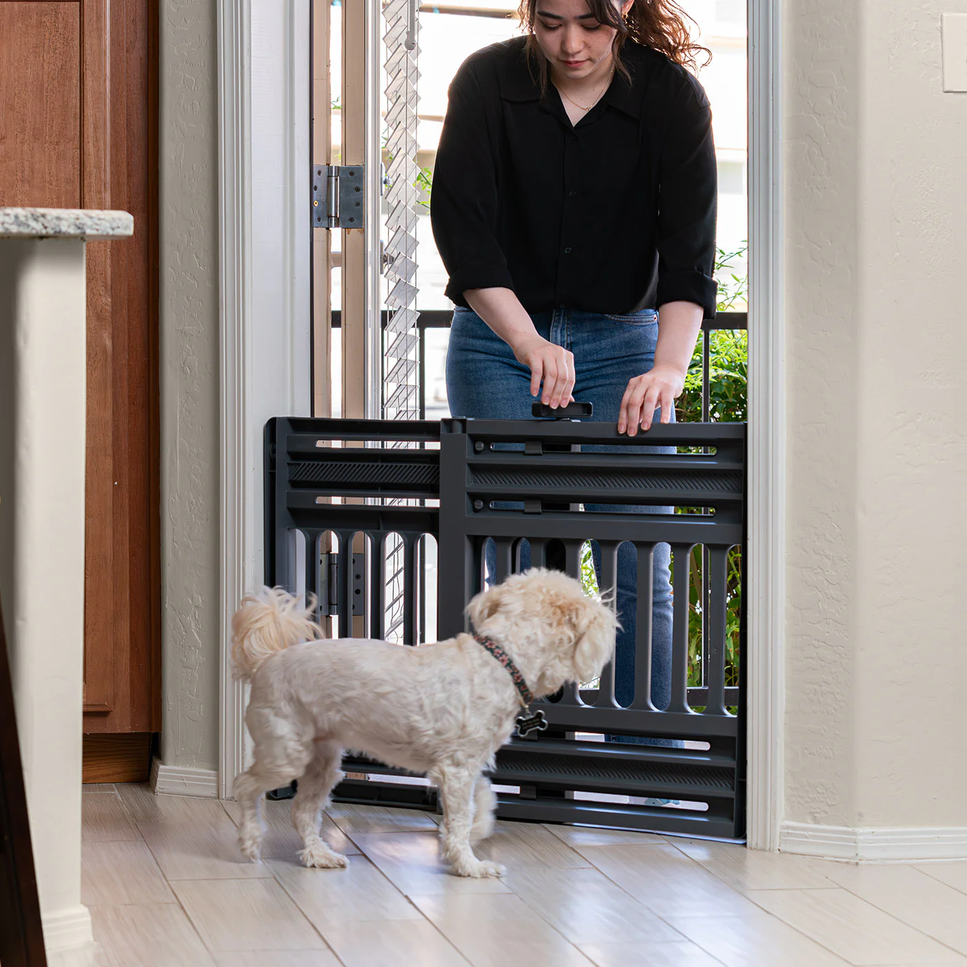 24"-39" Adjustable Indoor Pet Barrier, Grey - Image 3