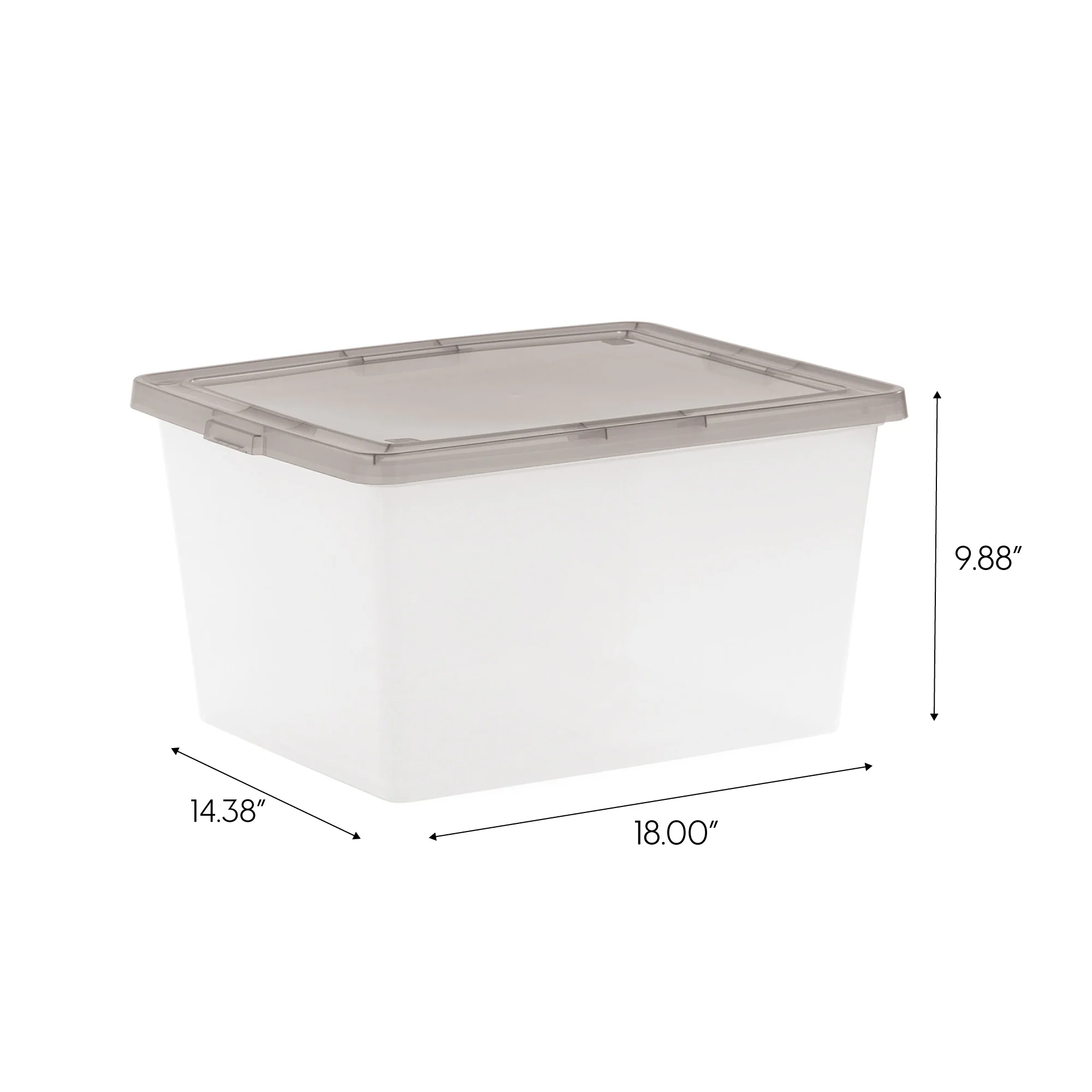 24.5 Qt. Stackable Box, Plastic Storage Bins with Lids, Clear, Gray Lid, Set of 6 - Image 6