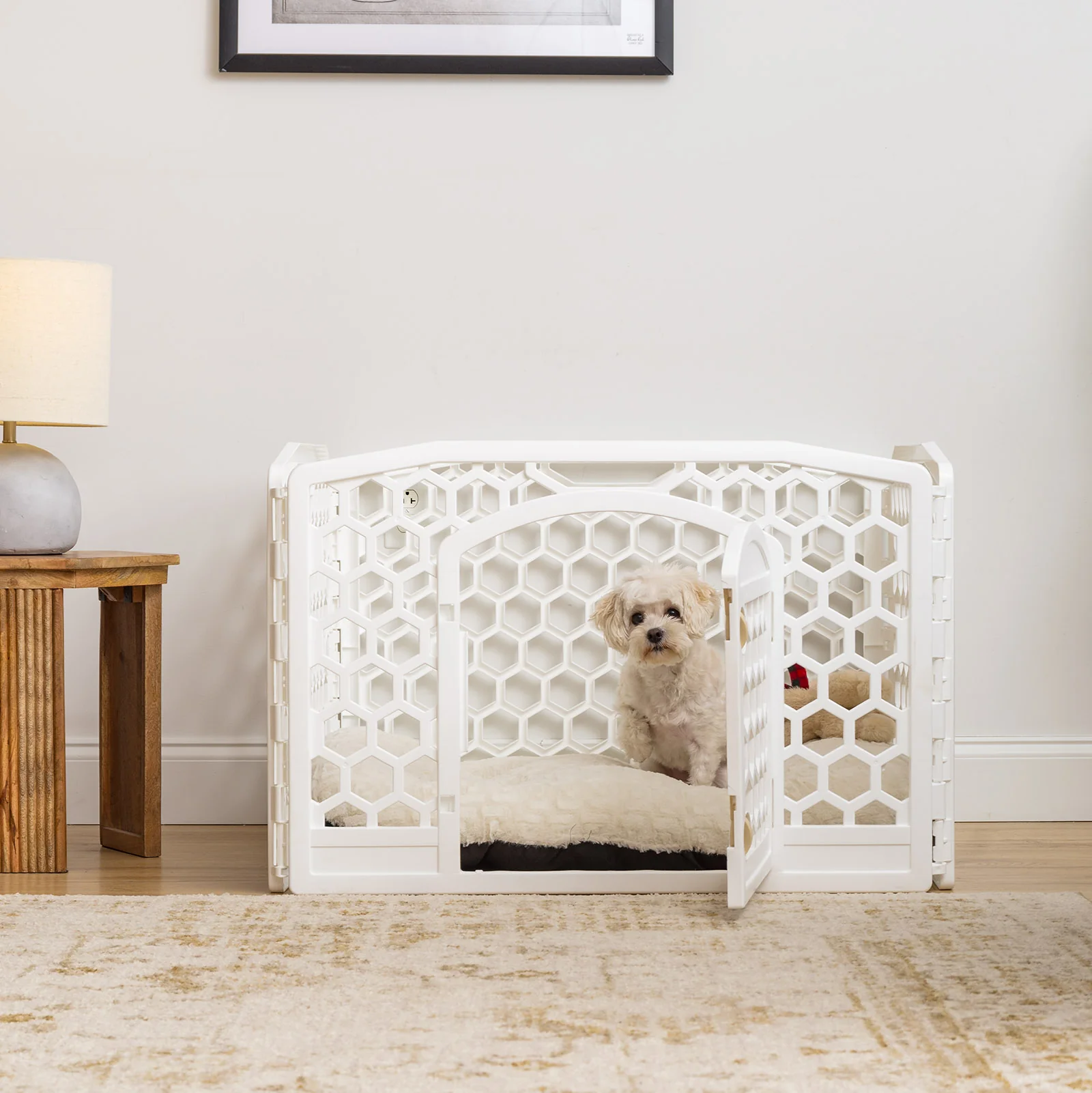 24-inch Exercise Pet Playpen with Door, White - Image 3