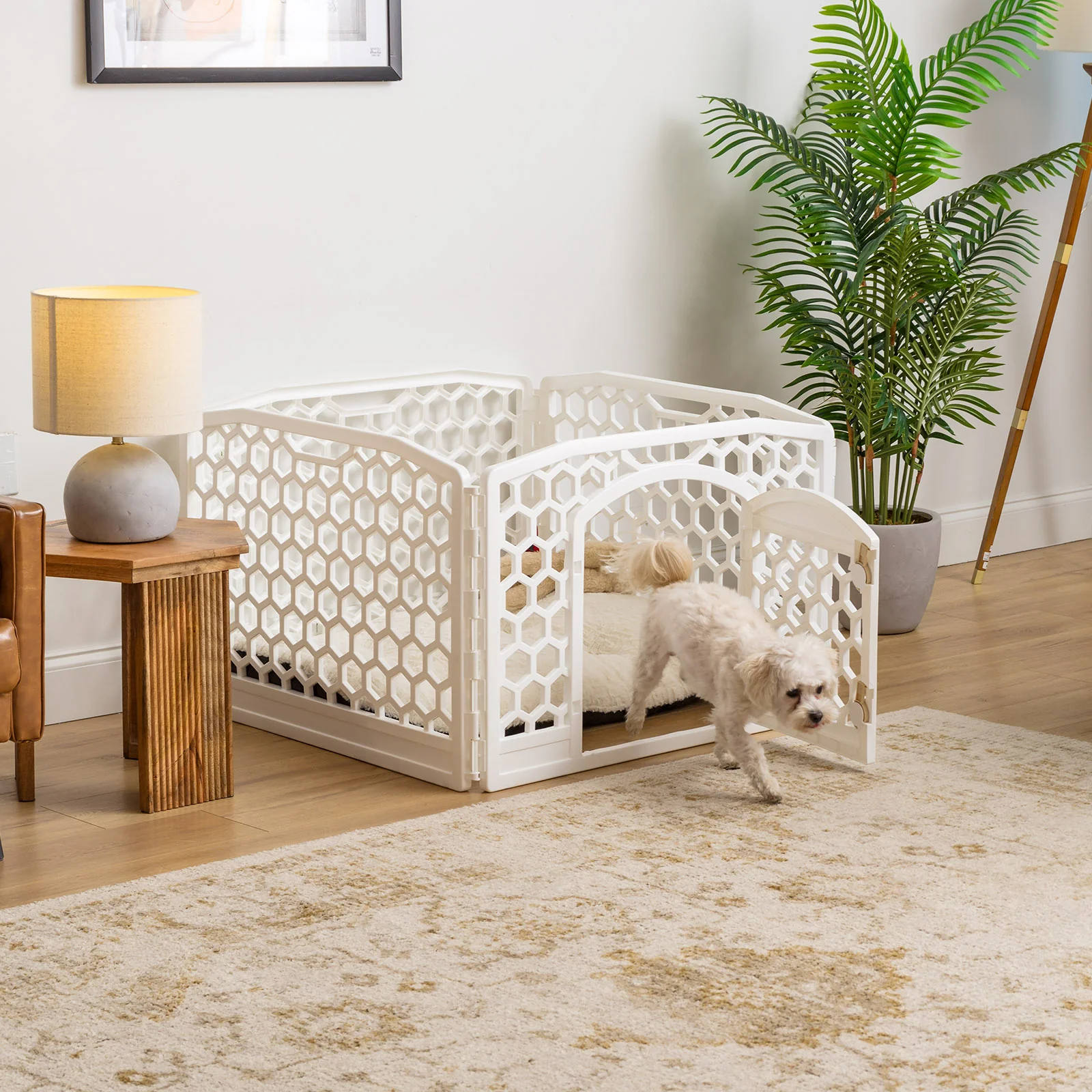 24-inch Exercise Pet Playpen with Door, White - Image 4
