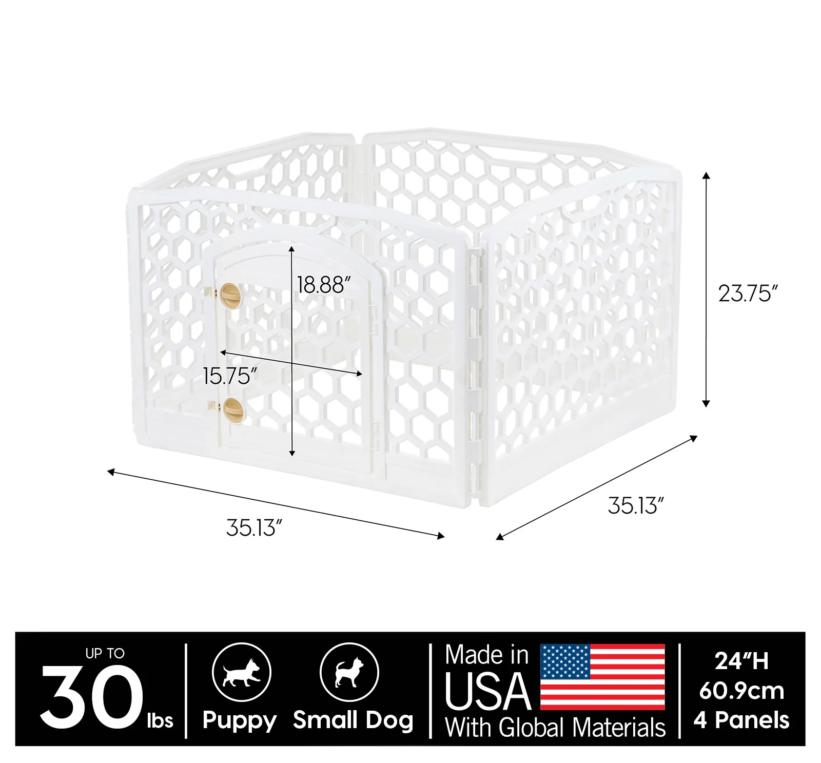 24-inch Exercise Pet Playpen with Door, White - Image 7