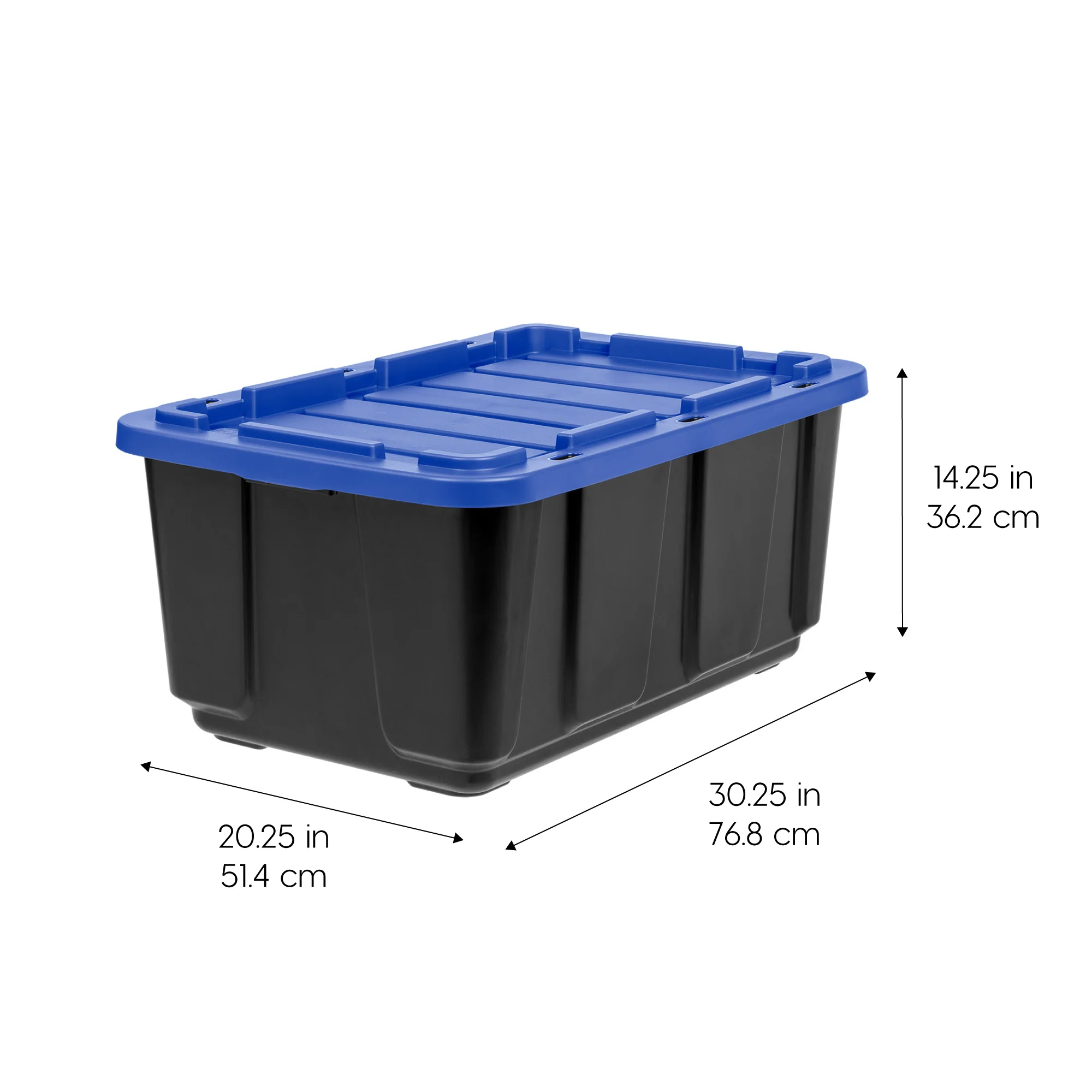 27 Gal. Stackable Storage Totes with Lids, Black - Blue, 4Pk - Image 2