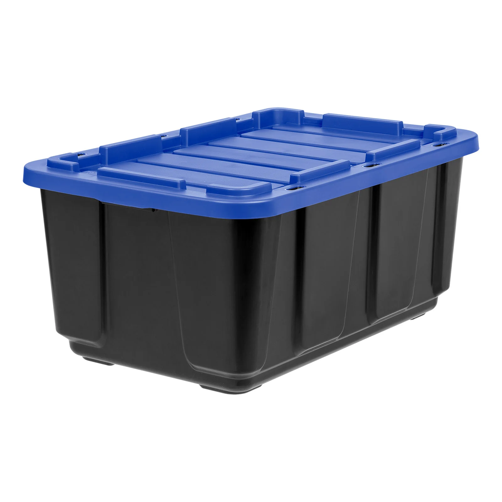 27 Gal. Stackable Storage Totes with Lids, Black - Blue, 4Pk - Image 3