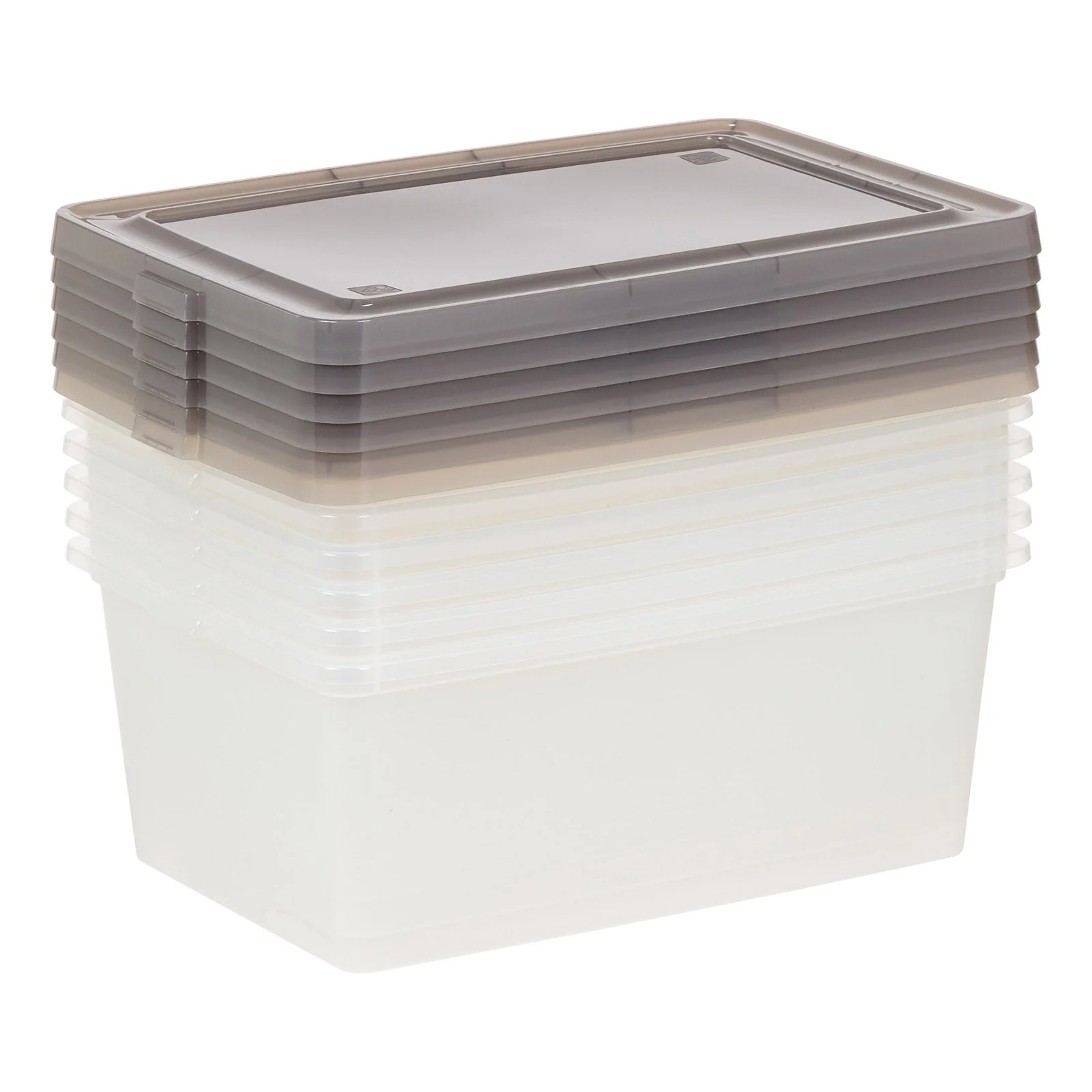 3.6 Gallon Snap Top Plastic Storage Box, Clear with Gray Lid, Pack of 6 - Image 10