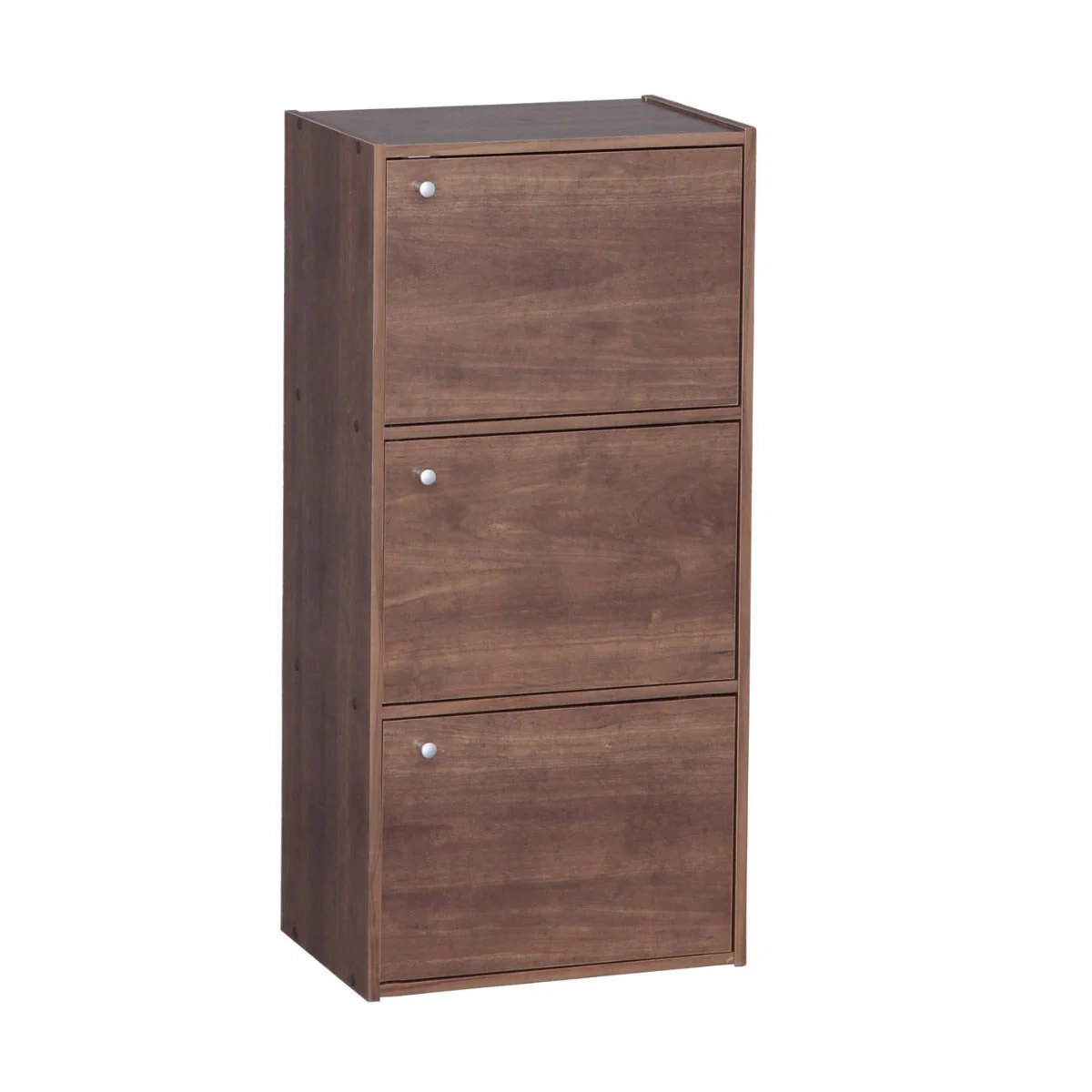 3-Door Wood Storage Shelf, Dark Brown