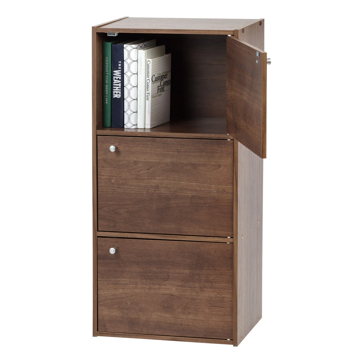 3-Door Wood Storage Shelf, Dark Brown - Image 12