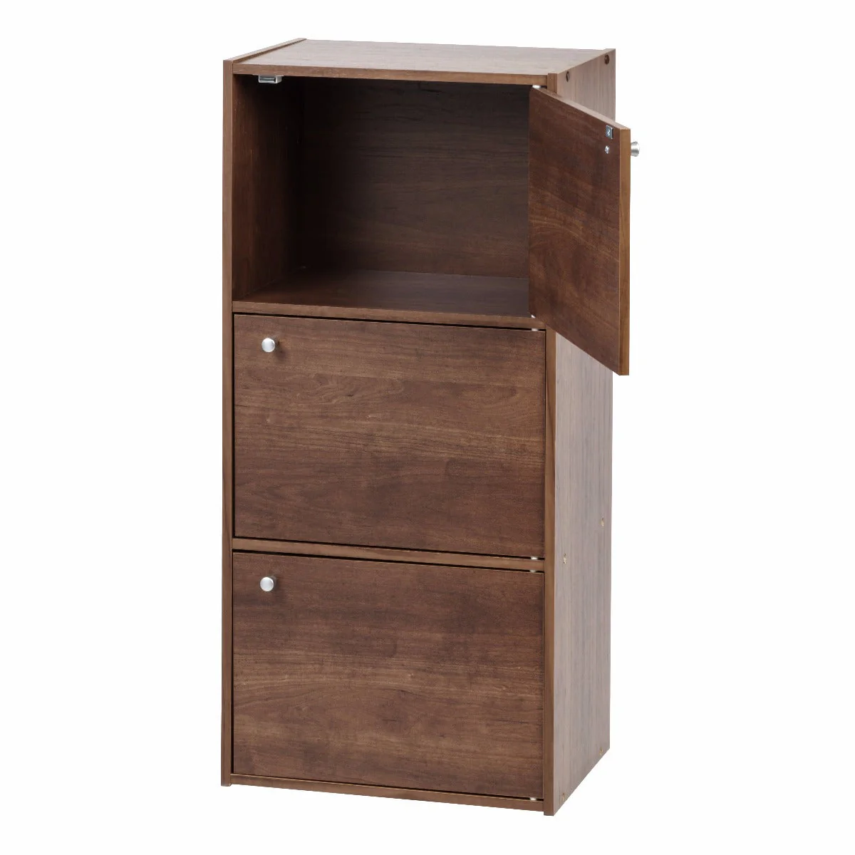 3-Door Wood Storage Shelf, Dark Brown - Image 4