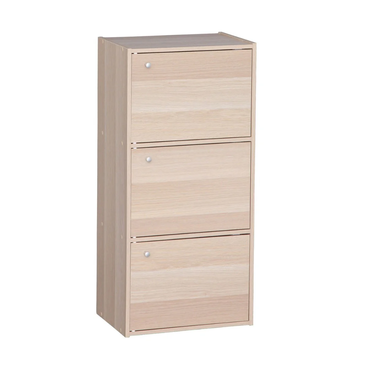 3-Door Wood Storage Shelf, Light Brown