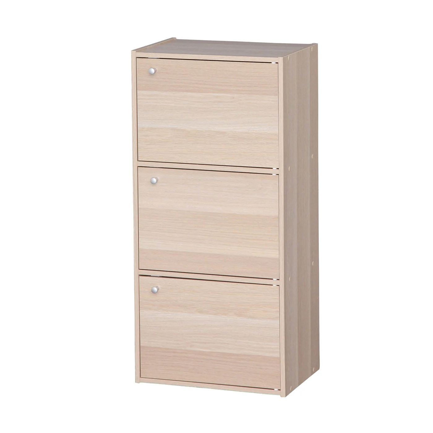 3-Door Wood Storage Shelf, Light Brown - Image 2