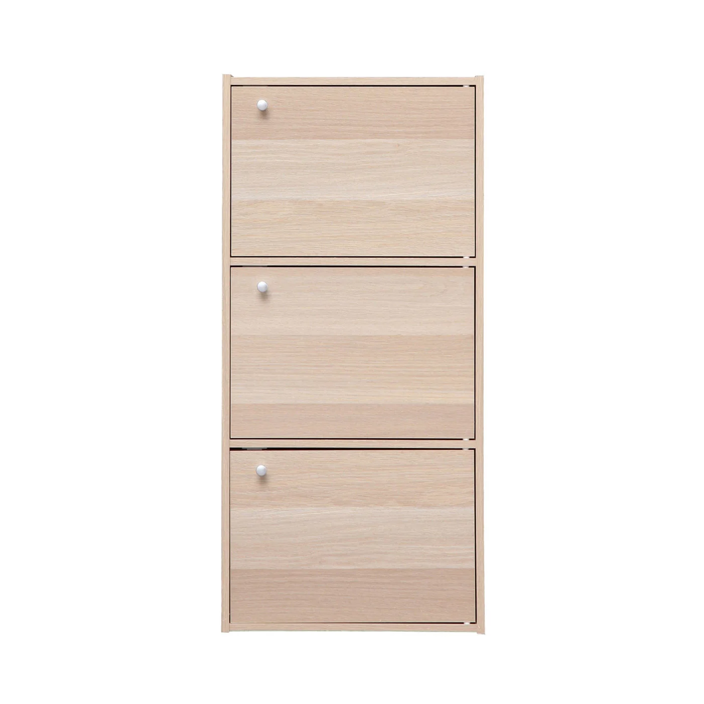 3-Door Wood Storage Shelf, Light Brown - Image 4