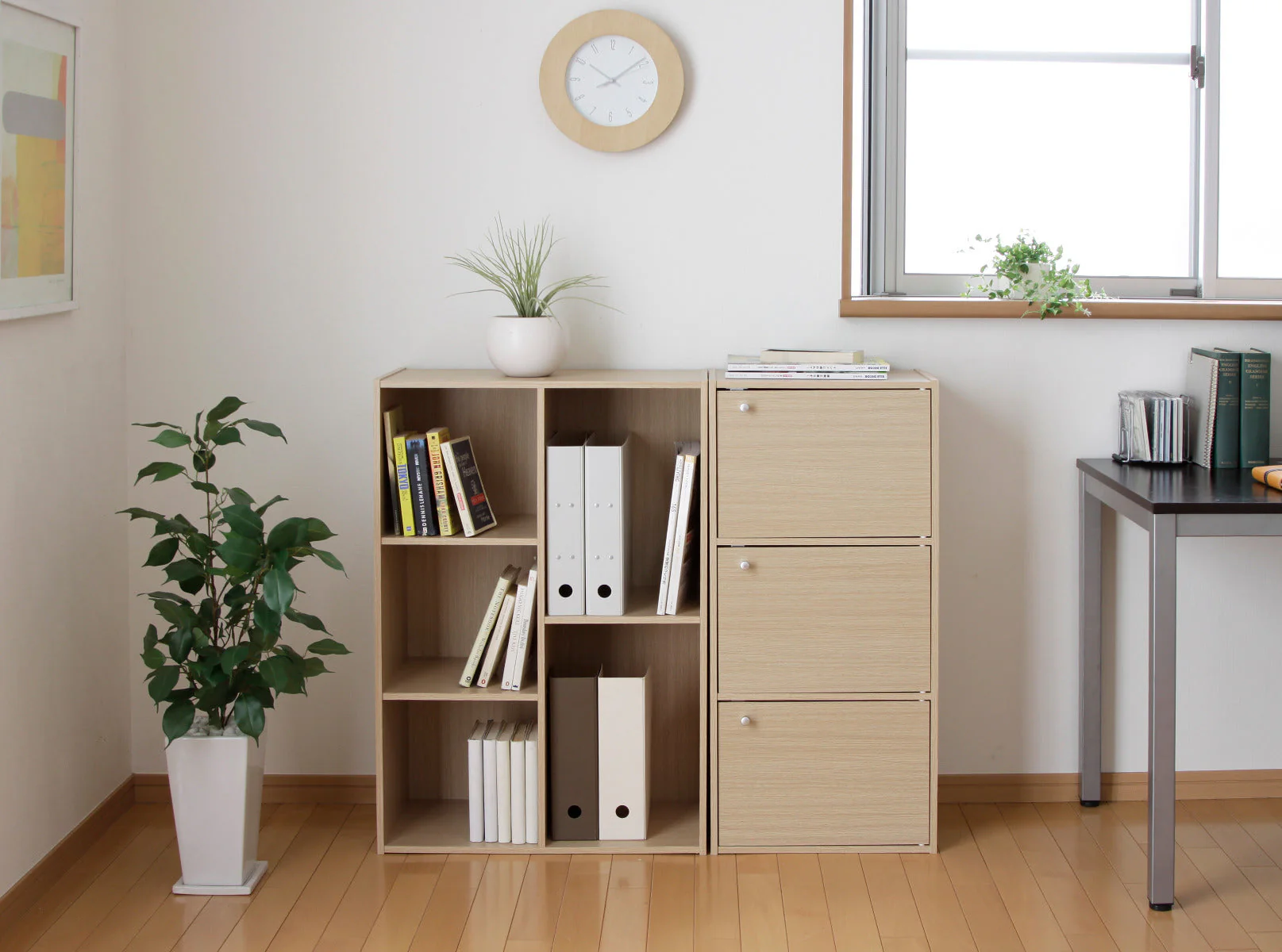 3-Door Wood Storage Shelf, Light Brown - Image 8