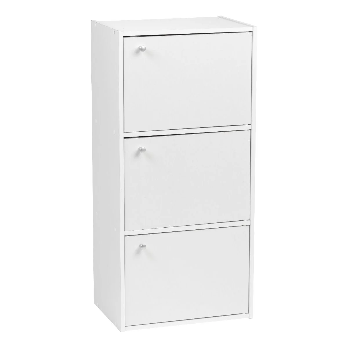 3-Door Wood Storage Shelf, White