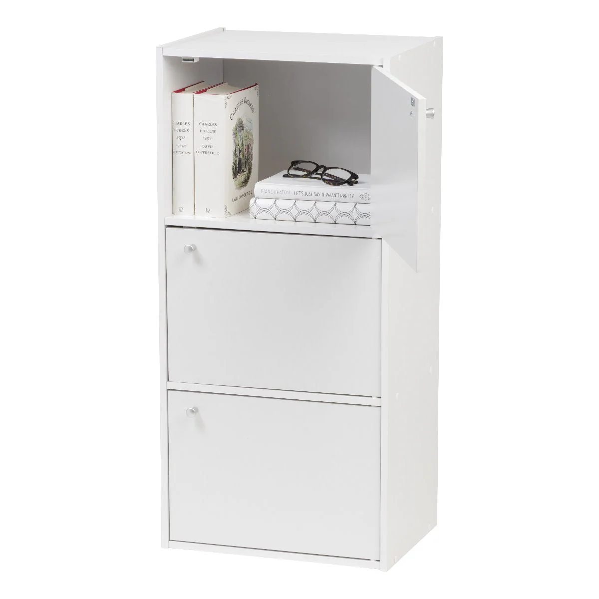 3-Door Wood Storage Shelf, White - Image 5
