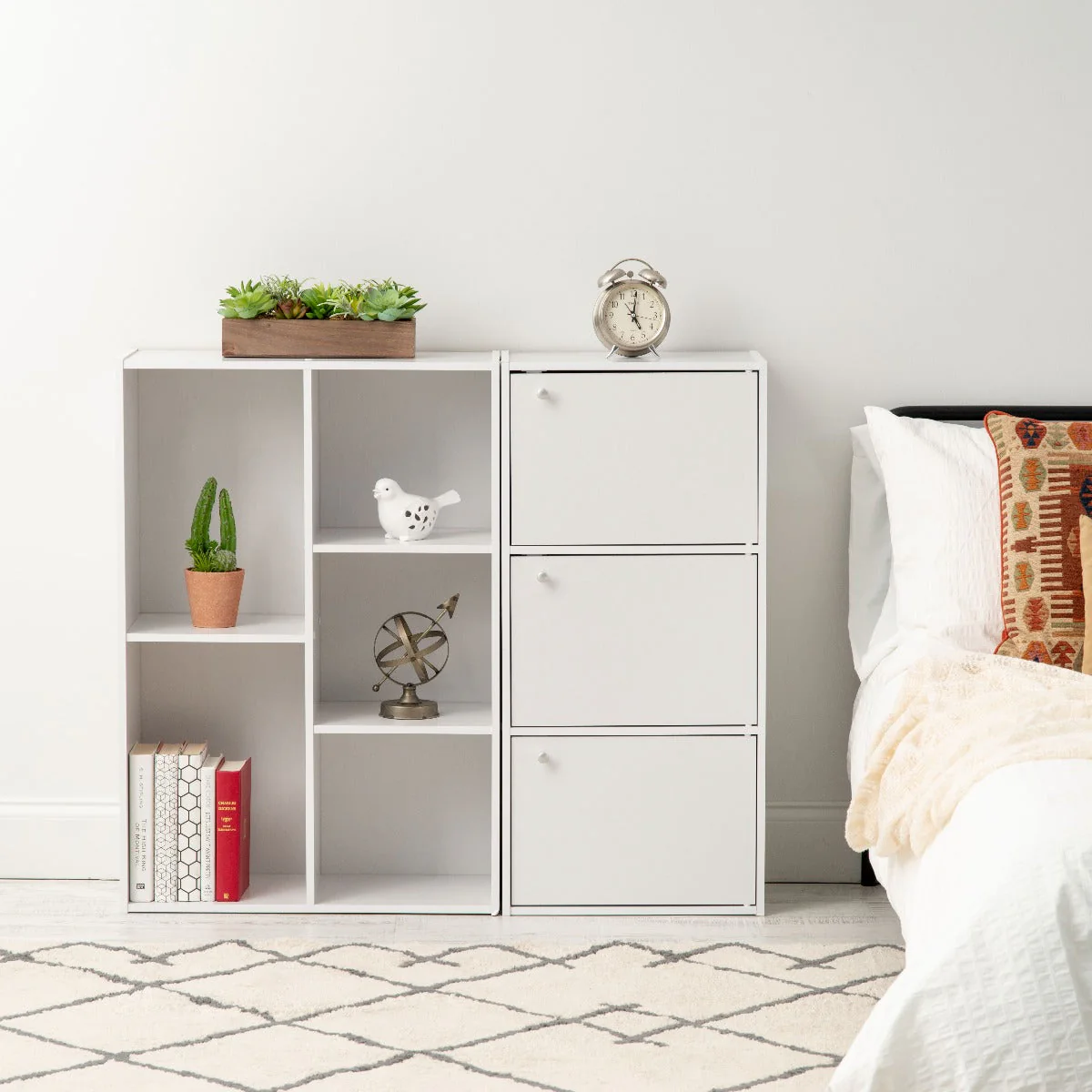 3-Door Wood Storage Shelf, White - Image 7