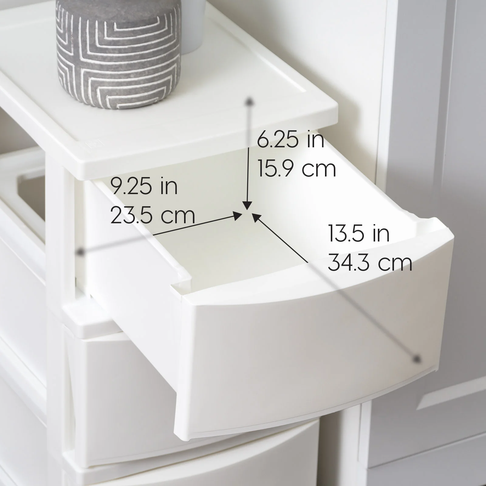 3 Narrow Drawer Storage, Organizer Unit for Bedroom, Living Room, White, Set of 2 - Image 2