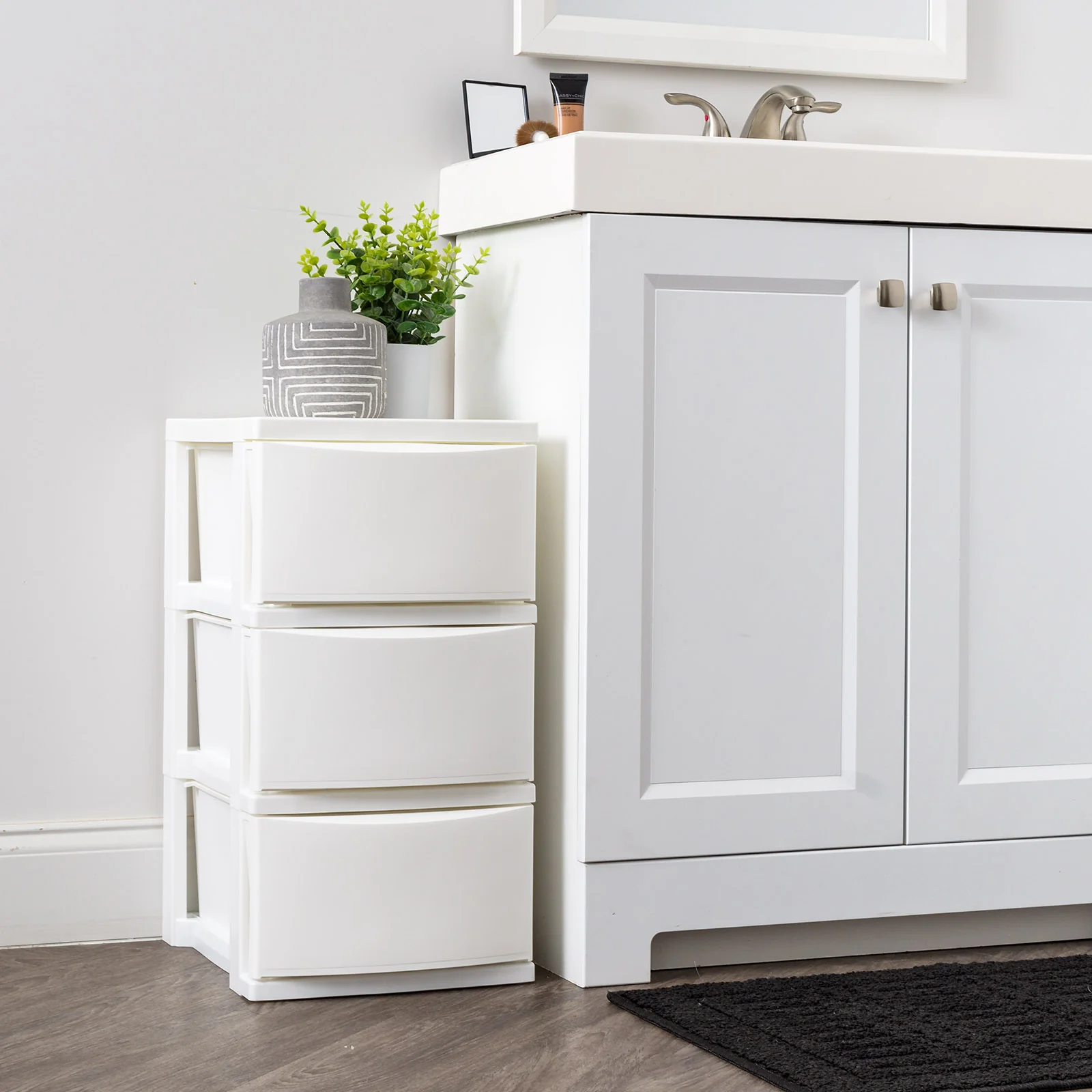 3 Narrow Drawer Storage, Organizer Unit for Bedroom, Living Room, White, Set of 2 - Image 3