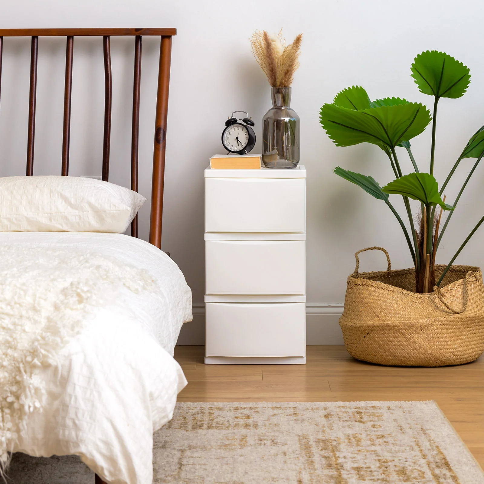 3 Narrow Drawer Storage, Organizer Unit for Bedroom, Living Room, White, Set of 2 - Image 5